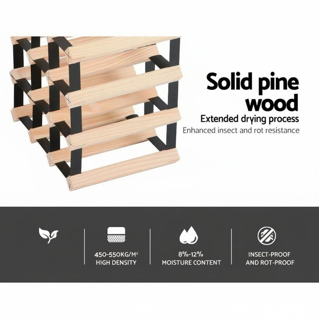 6 Artiss Wine Rack 12 Bottle - Brown, 6 of 7