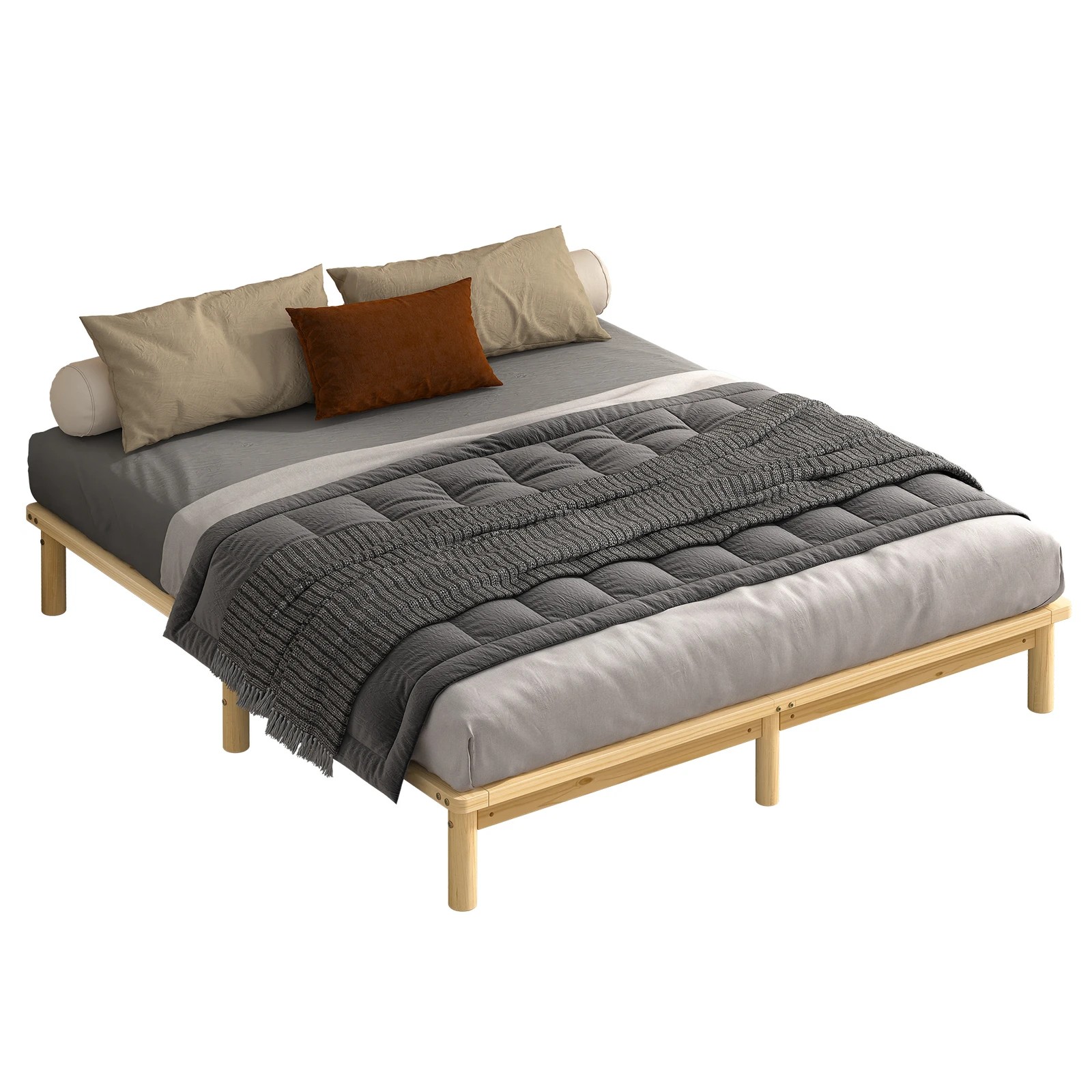 1 Alfordson Bed Frame Wooden Timber King Size Mattress Base Platform Basia - Natural, 1 of 10