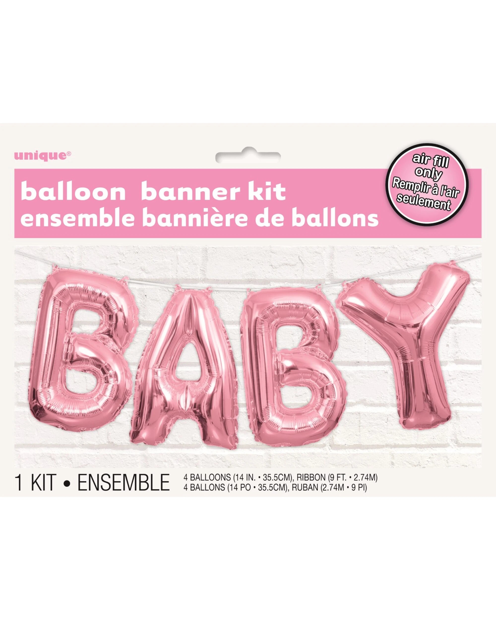 2 Unique Baby Foil Letter Balloon Banner Air Fill - Pink, 2 of 2