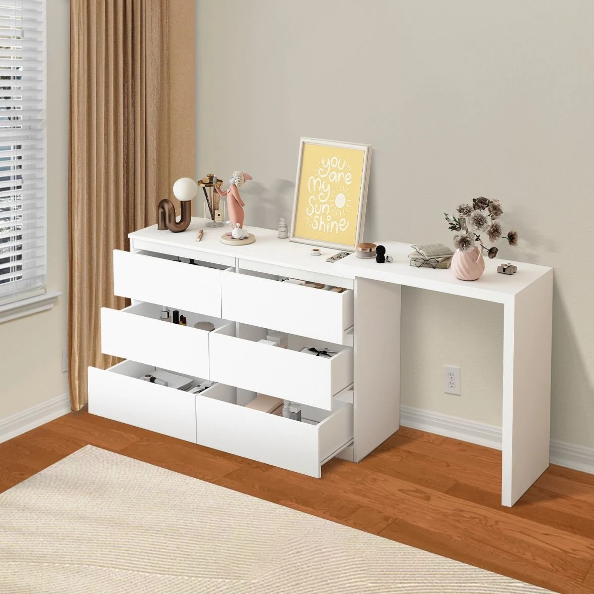 5 AUSWAY 6 Chest of Drawers Dresser Makeup Vanity Table, 5 of 7
