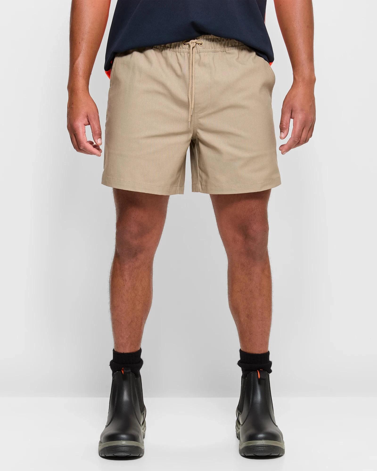 1 Graphite Performance Elastic Waist Work Shorts STONE, 1 of 5