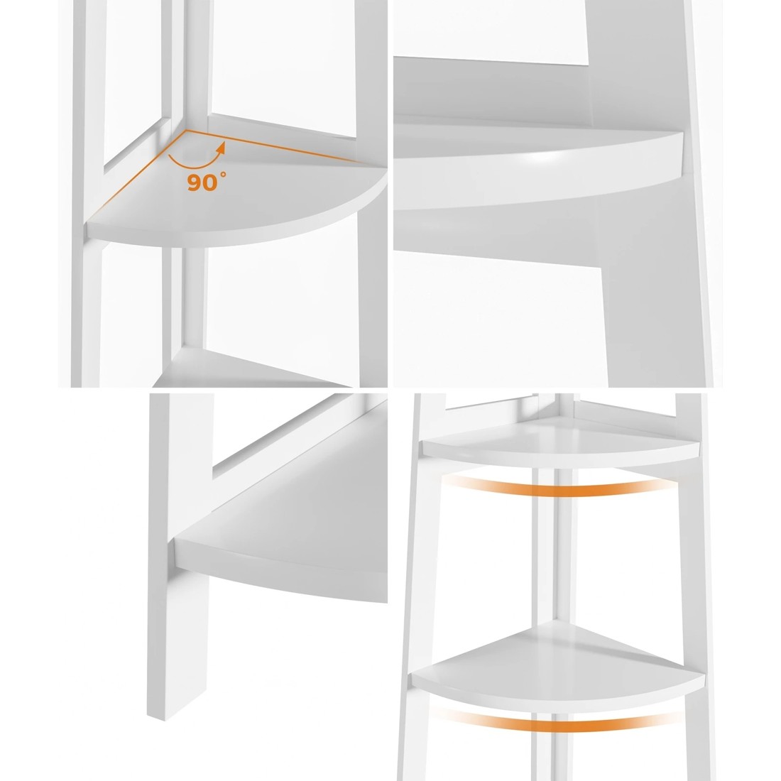 4 Oikiture Corner Ladder Shelf 5 Tier Home Storage Display Stand Bookshelf
 - White, 4 of 9