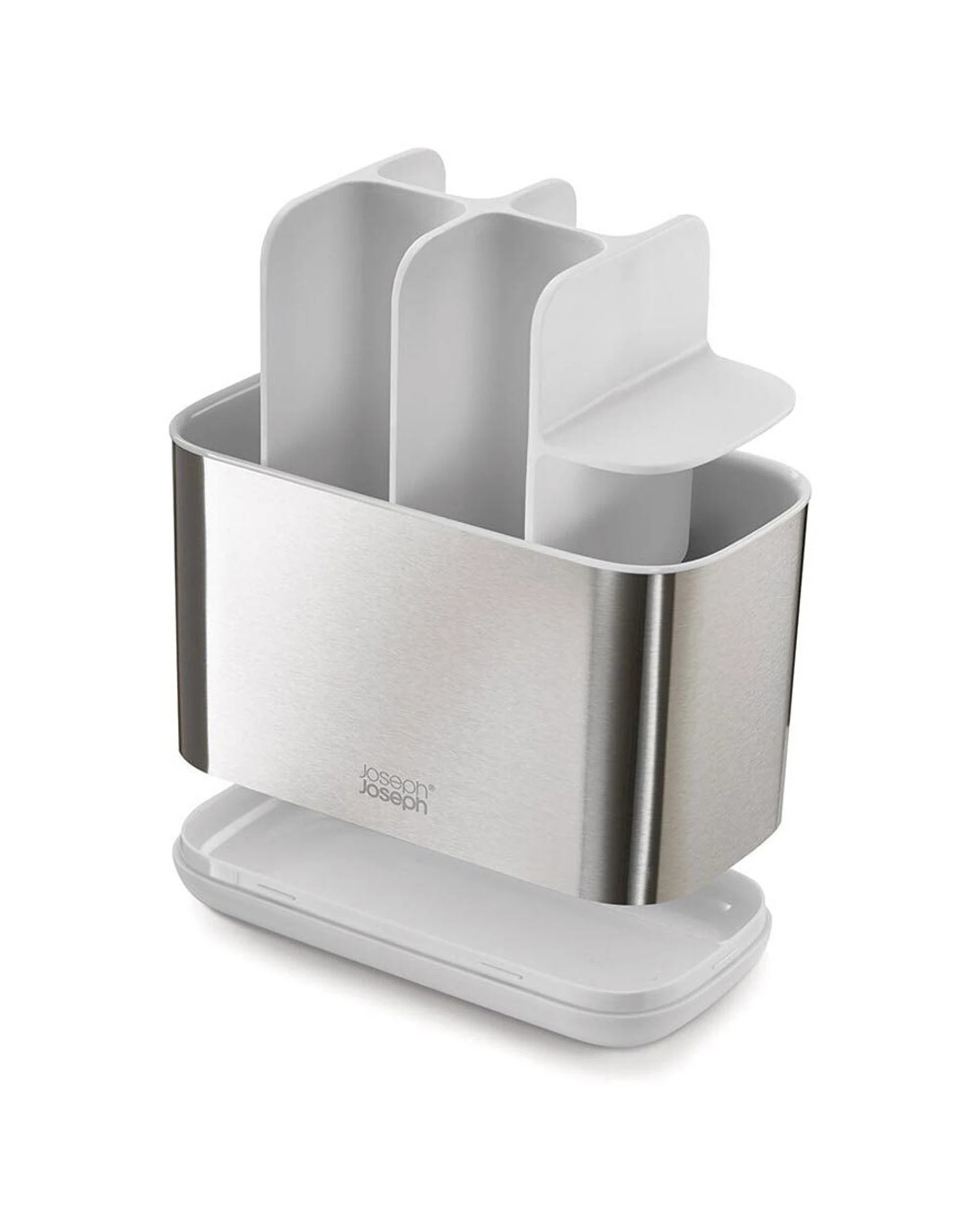3 Joseph Joseph EasyStore Steel Toothbrush Caddy Large Divided Sections - White, 3 of 6