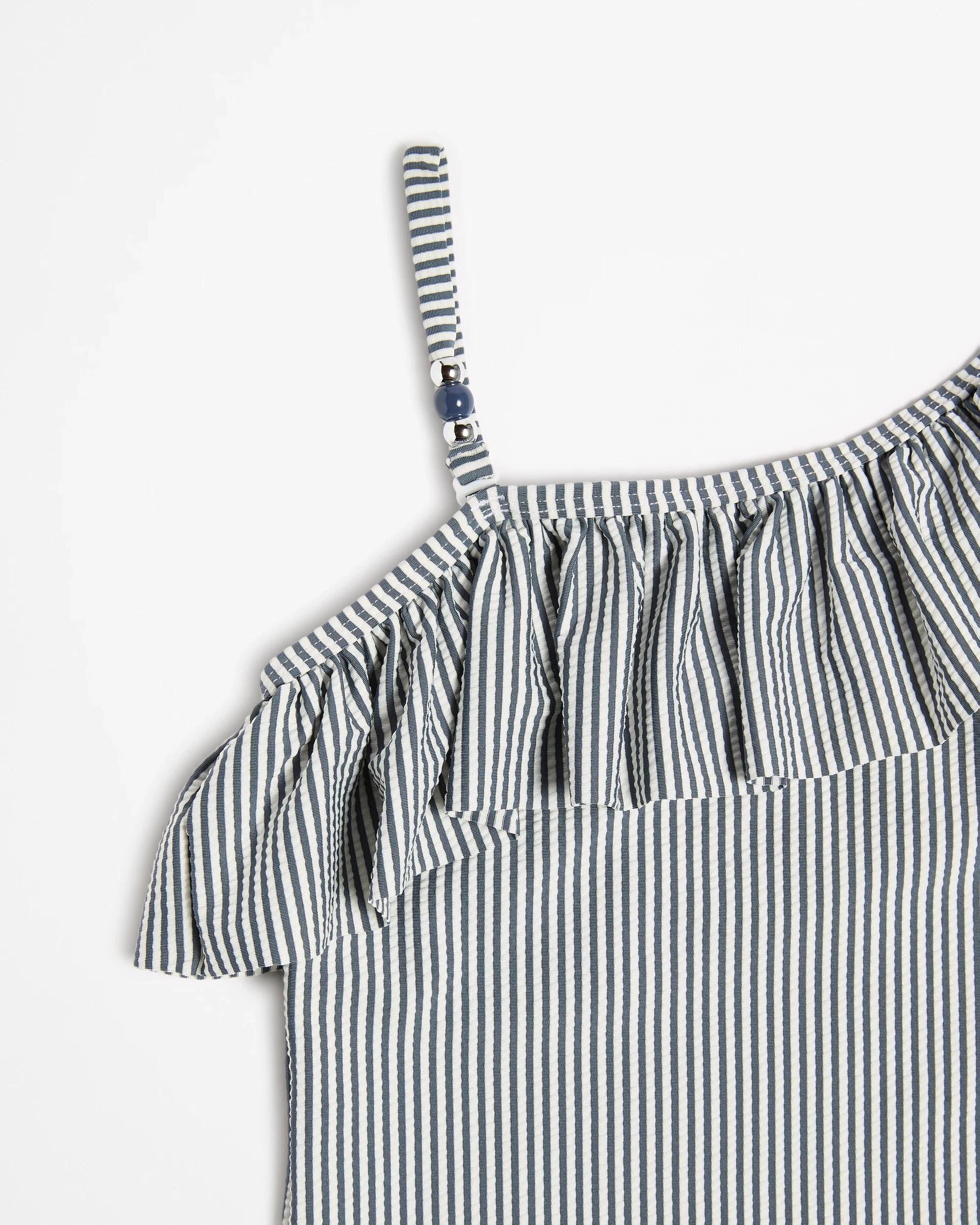 2 Target Textured One Shoulder Swim Suit NAVY STRIPE, 2 of 3