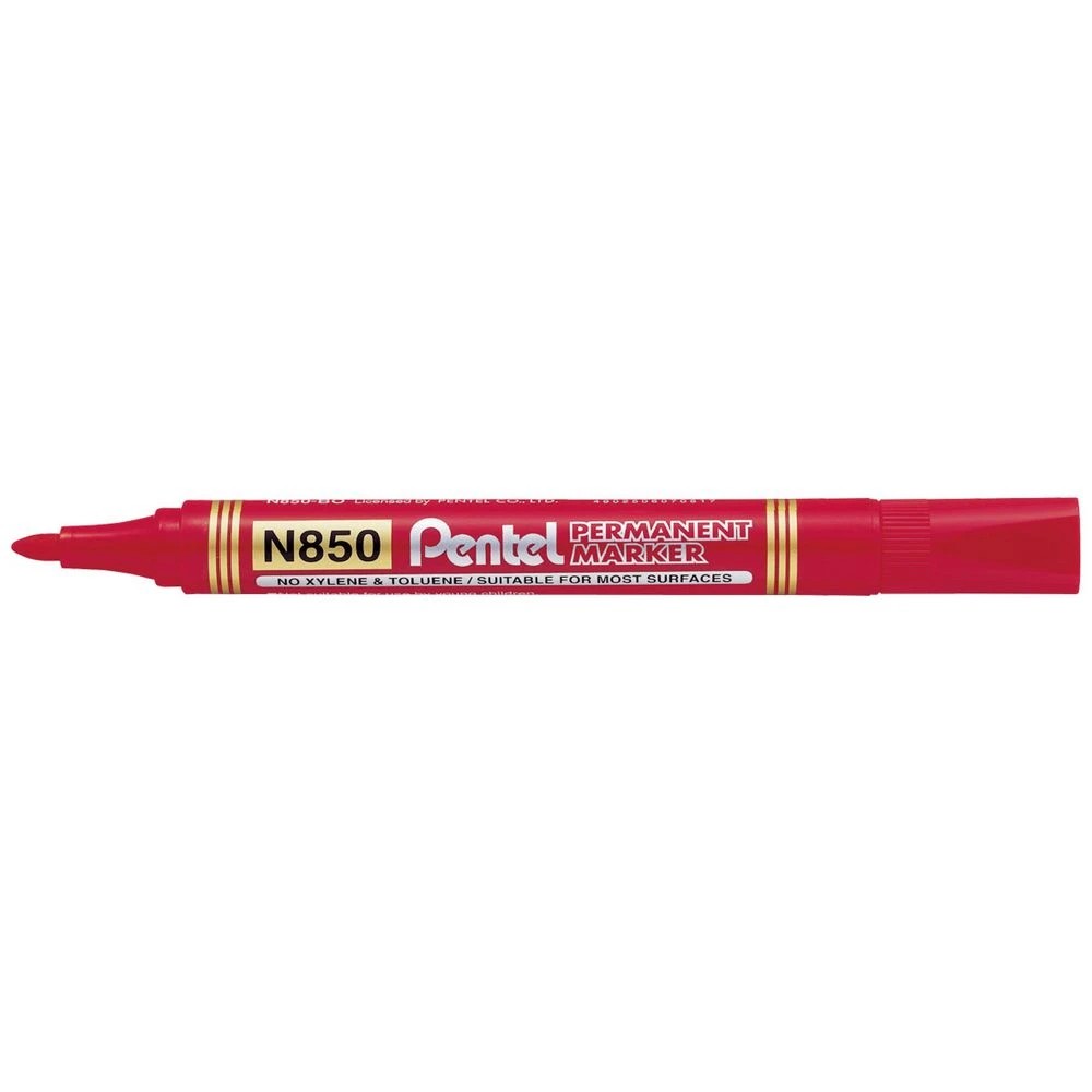 1 Pentel N850 Permanent Marker Bullet Red, 1 of 1