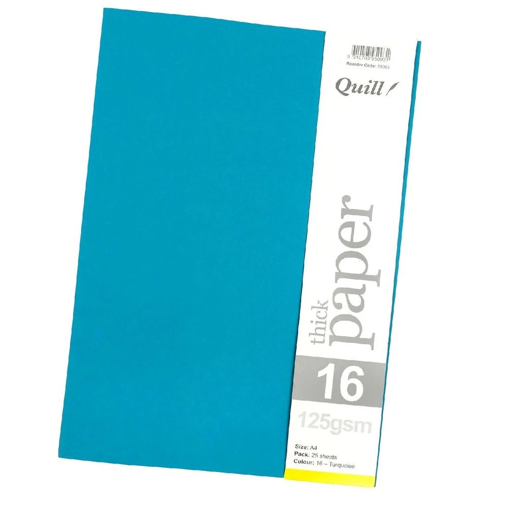 4 Quill A4 125gsm Paper Turquoise 25 Pack, 4 of 4
