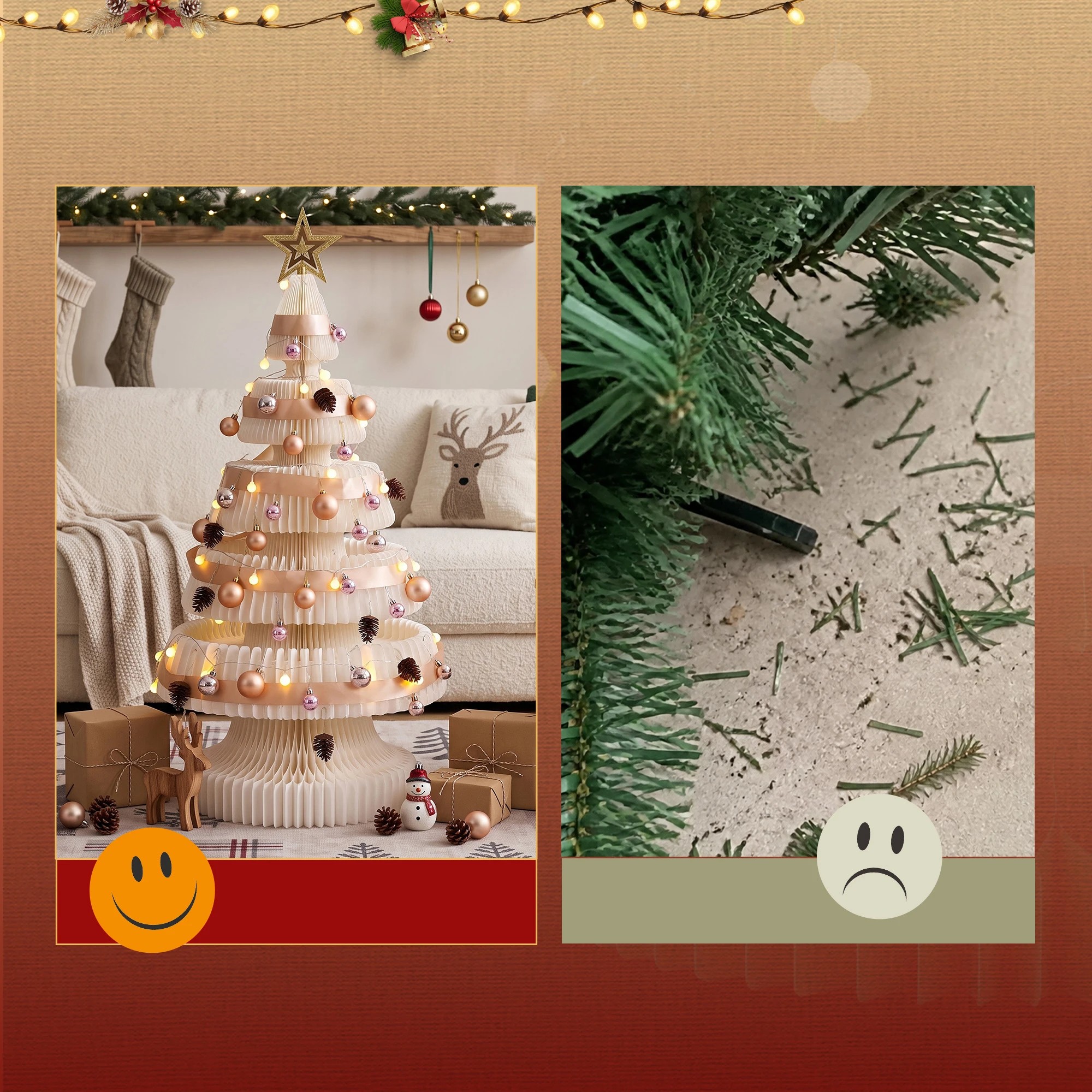6 Jingle Jollys Paper Christmas Tree Foldable 114CM w/ Star Topper LEDs Xmas Decoration Kit - White, 6 of 9