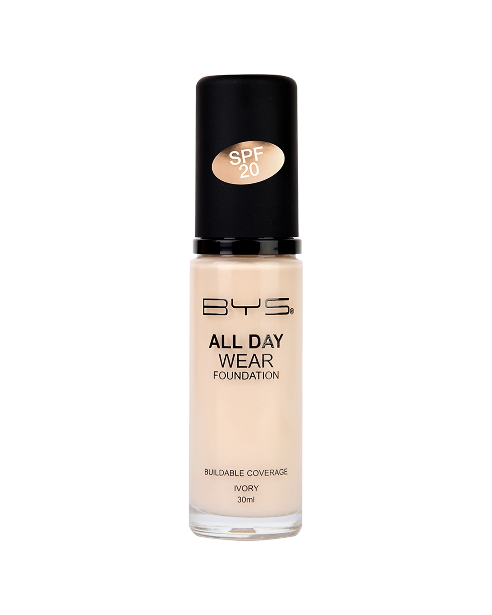 1 BYS All Day Wear Foundation Ivory SPF 20 Hydrating Buildable Coverage 30ml - Beige, 1 of 2