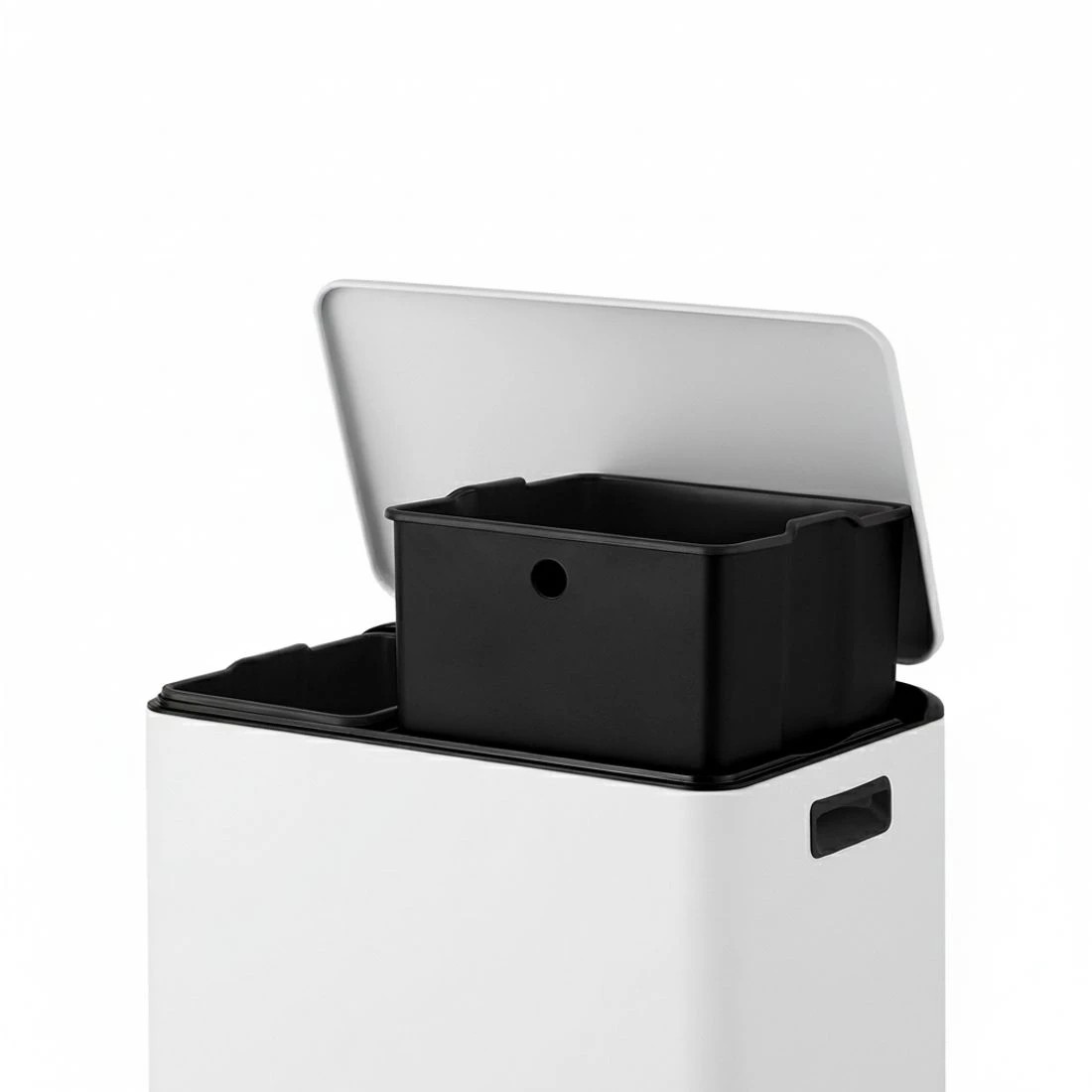 2 Cefito Pedal Bins Rubbish Bin Dual Compartment Waste Recycle Dustbins 40L - White, 2 of 4
