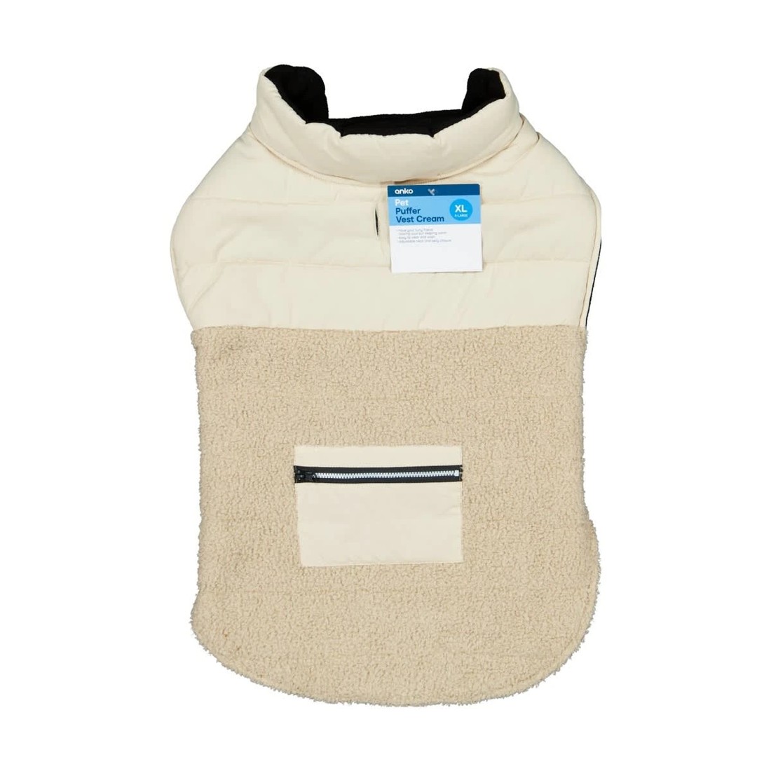 10 Pet Puffer Vest - Extra Large, Cream, 10 of 10