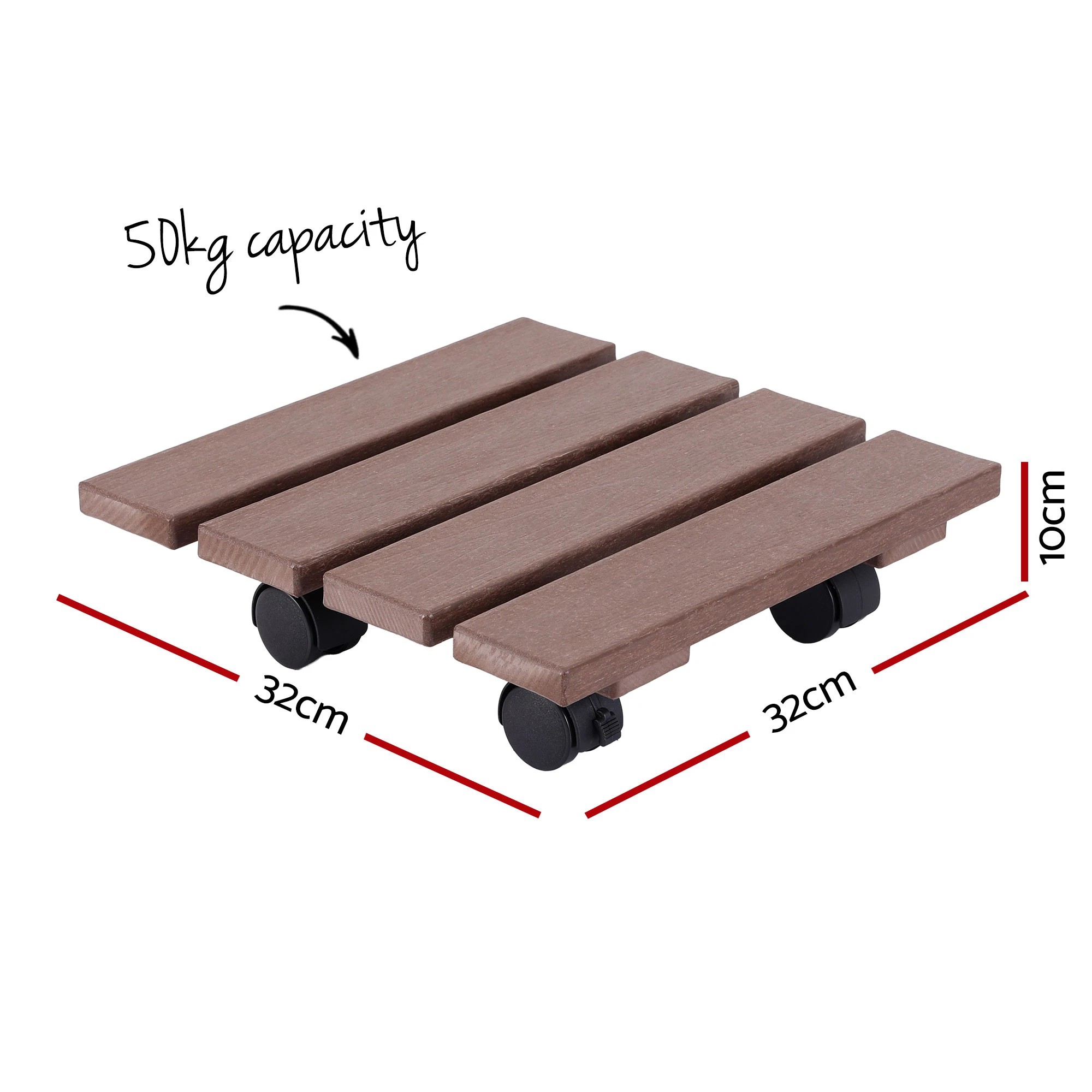 2 Gardeon 2PC Plant Carts HDPE Plant Caddy With Lockable Wheels Rolling - Brown, 2 of 7