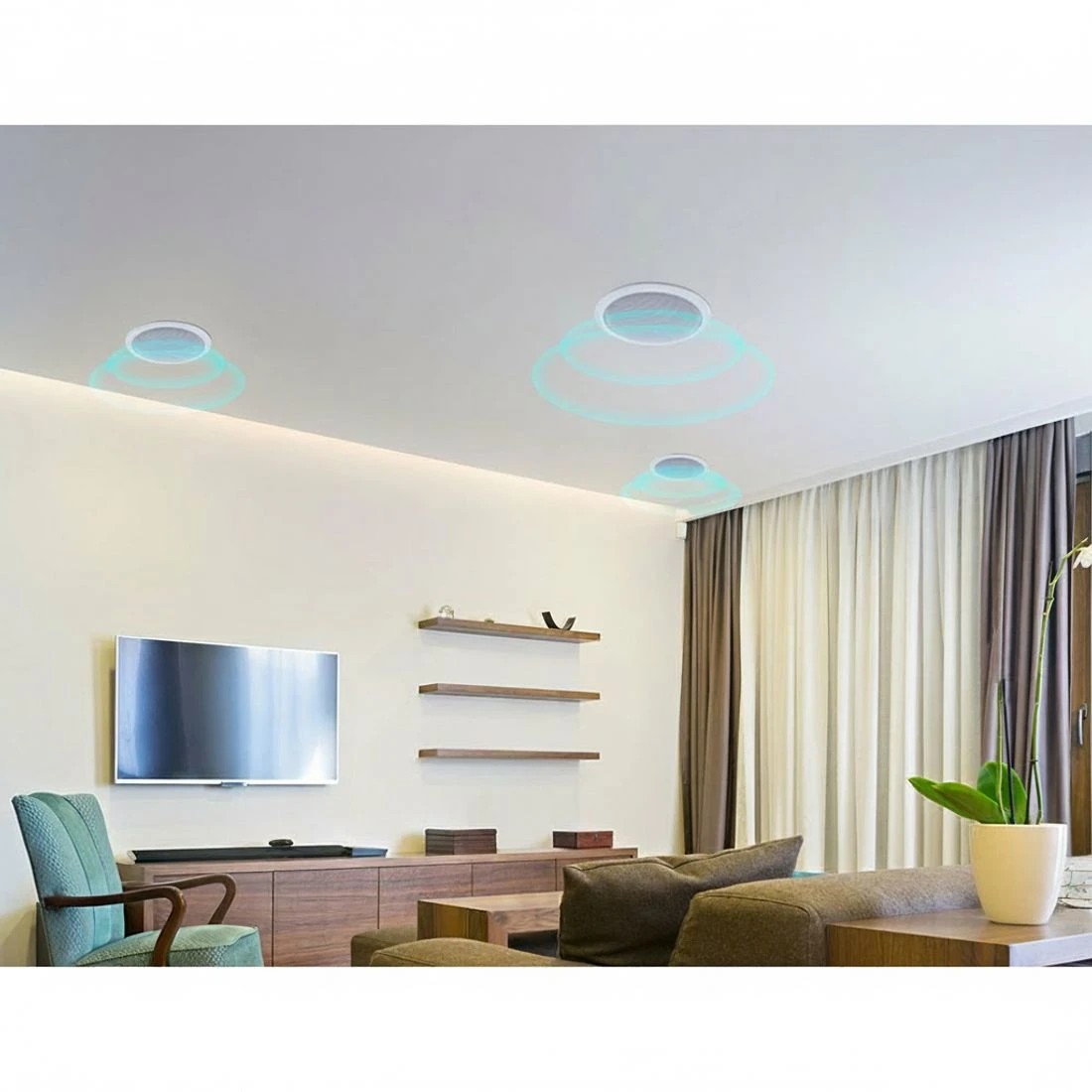 4 Giantz 6''Ceiling Speakers In Wall Speaker Home Audio Stereos Tweeter 2pcs - White, 4 of 7