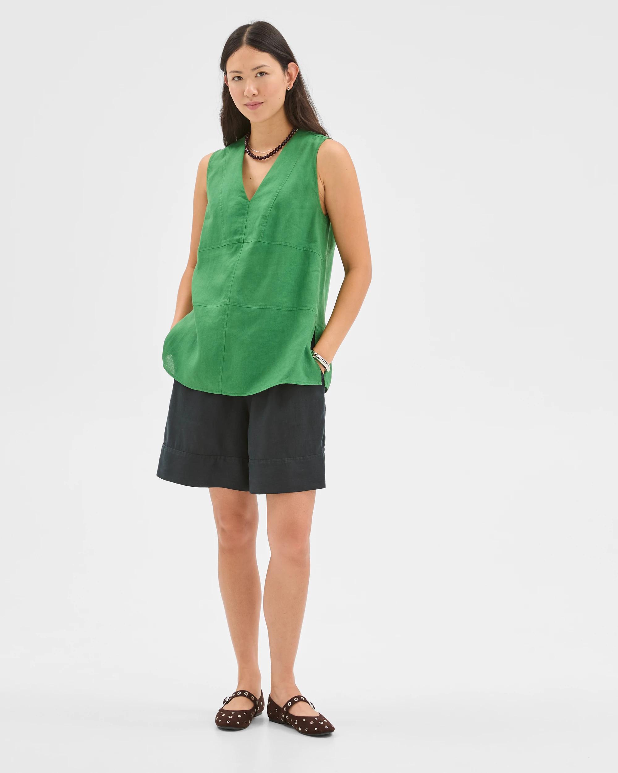 1 Target Woman European Linen Sleeveless Tunic VERDAND GREEN, 1 of 6