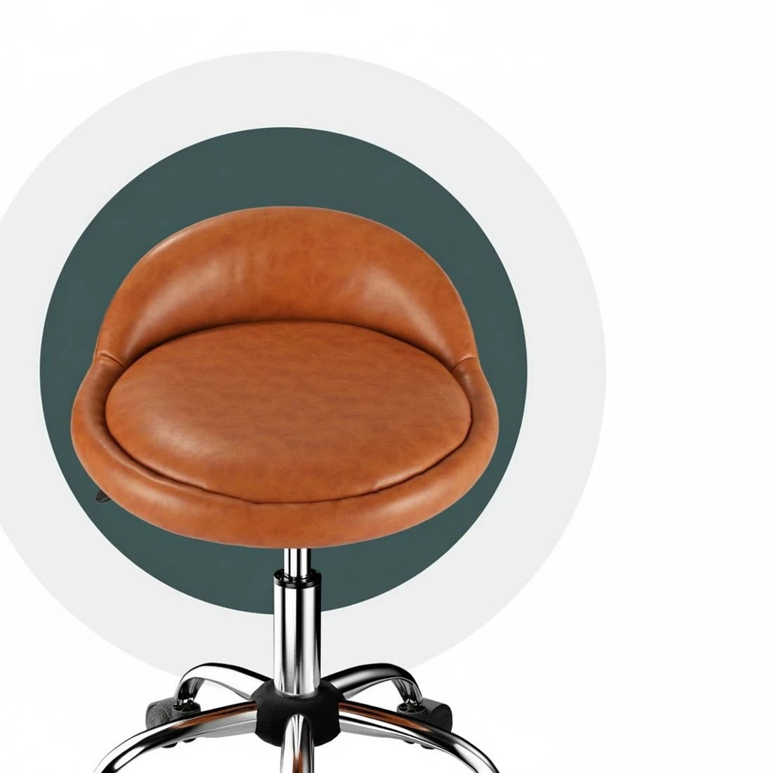 4 Artiss Salon Stool Swivel Chair Backrest Chairs - Brown, 4 of 5