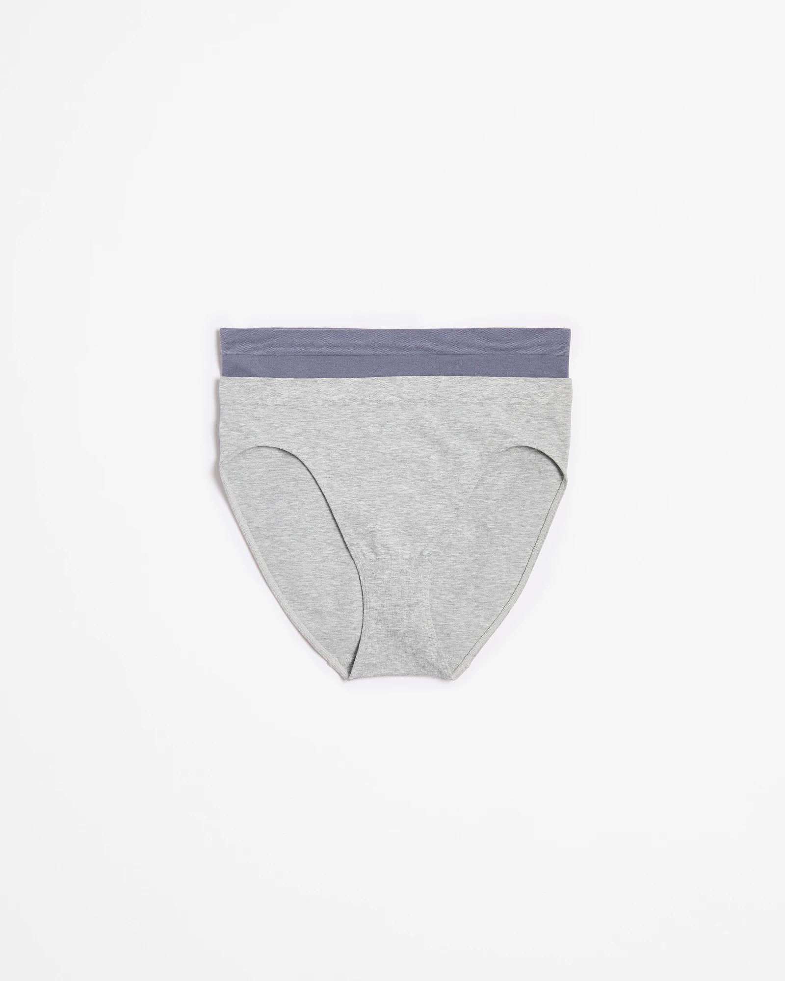 1 Target Woman Australian Cotton Blend 2 Pack Seamfree High Cut Briefs GREY MARLE/FOLKSTONE, 1 of 4