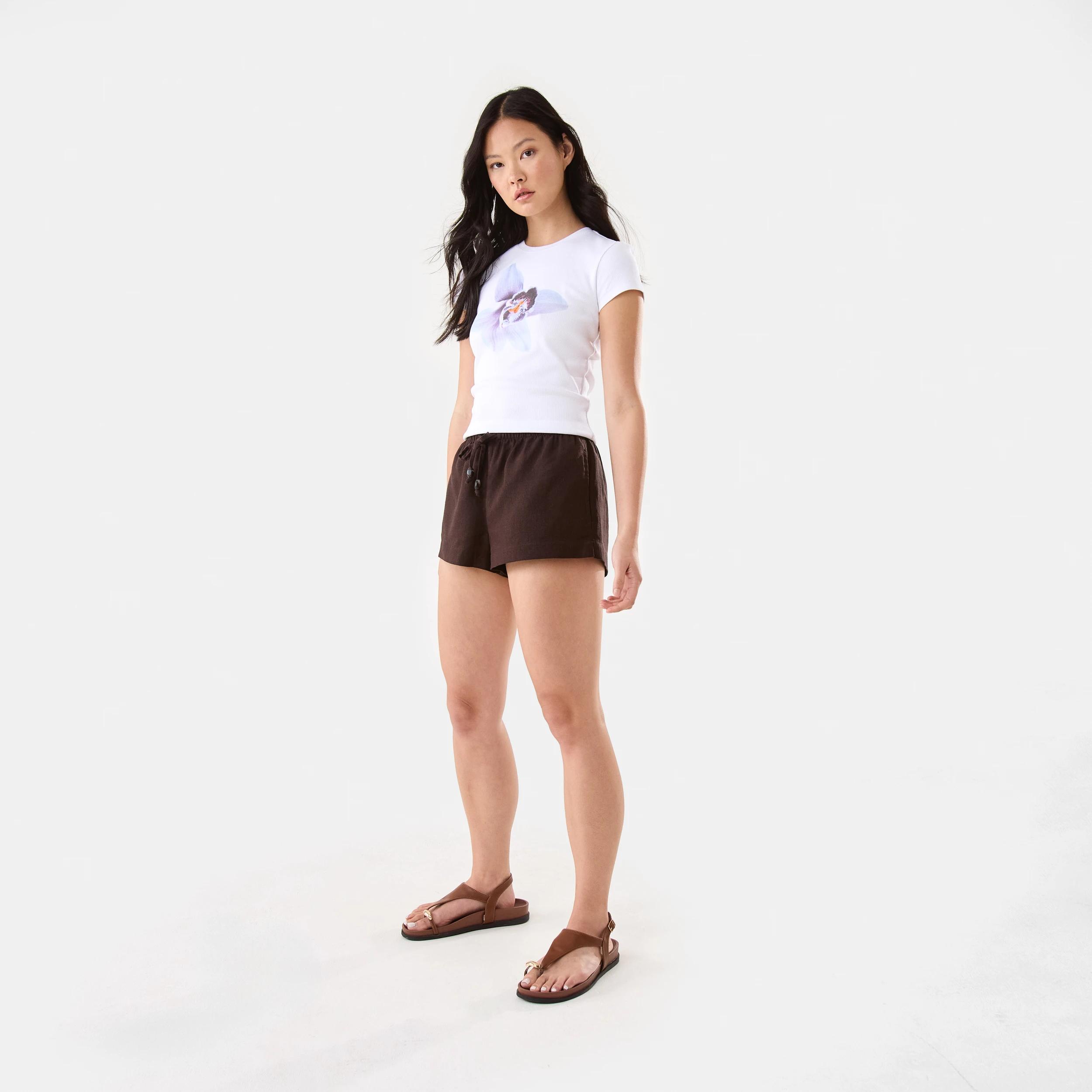 5 Linen Blend Shorts Choc Plum, 5 of 9