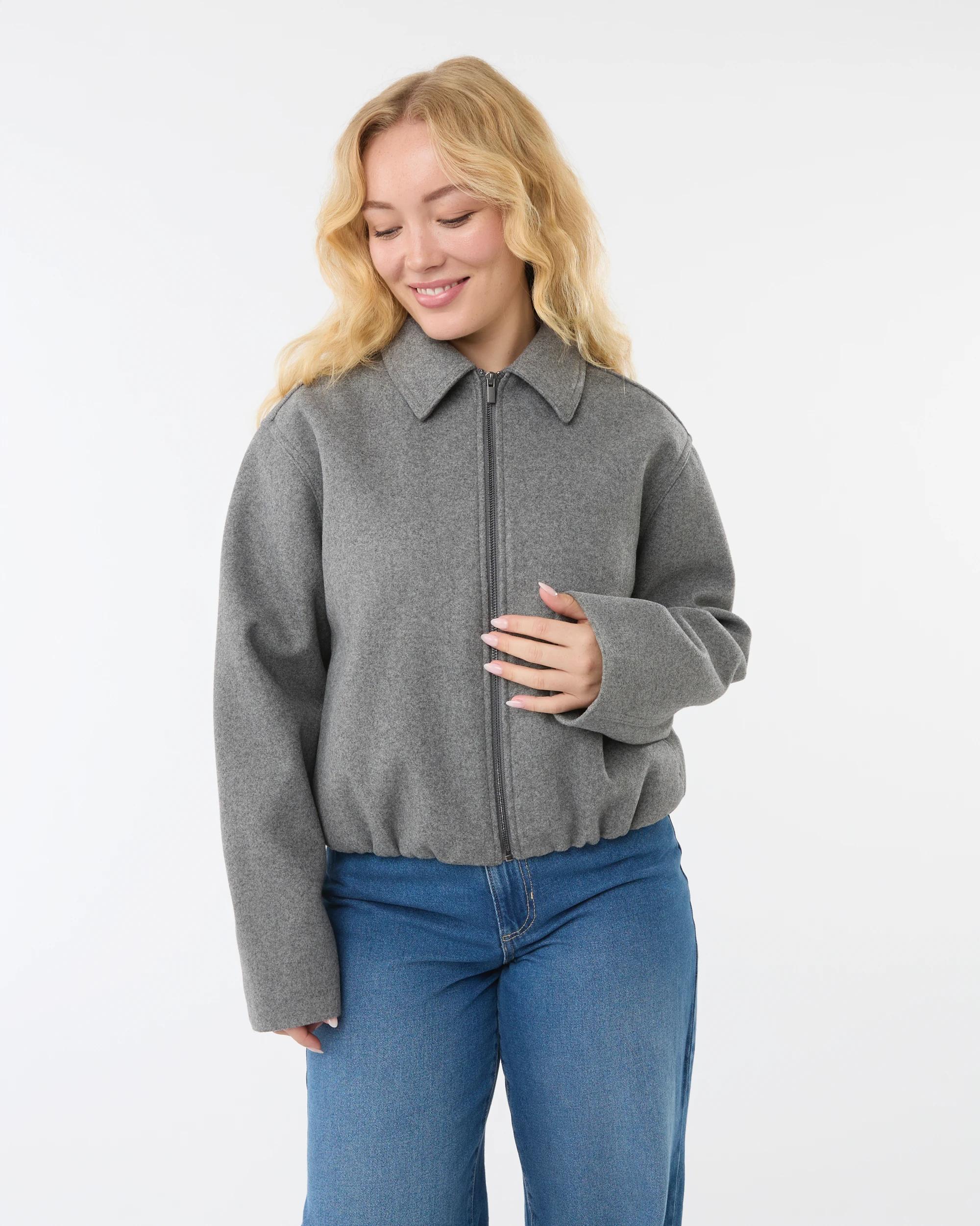 4 Bubble Hem Bomber Jacket Grey Marle, 4 of 9