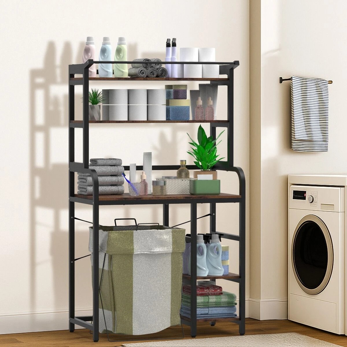 3 LUXSUITE Over The Toilet Shelf Laundry Storage Rack 5 Tier Space Saver Towel Bathroom Organiser Shelves, 3 of 5