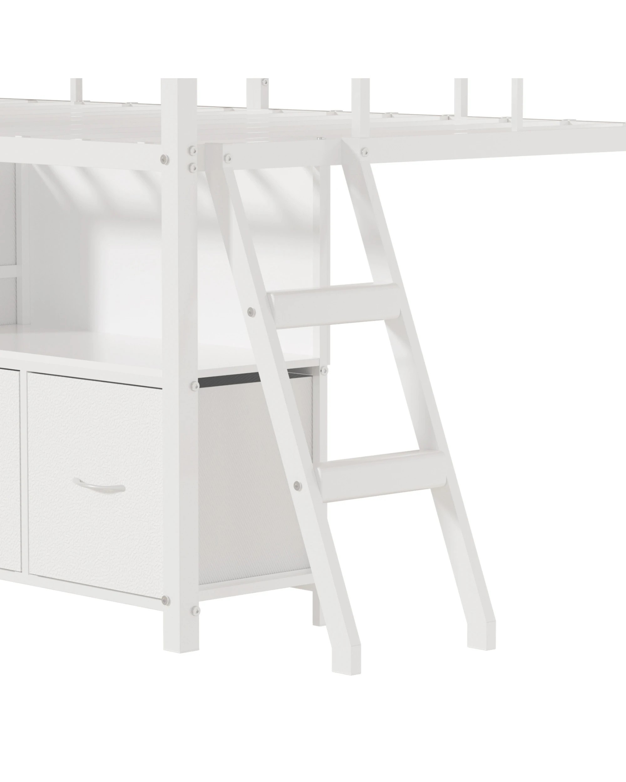 5 Advwin King Single Low Loft Bed with 7 Drawers Bookcase LED Light for Kids - White, 5 of 8