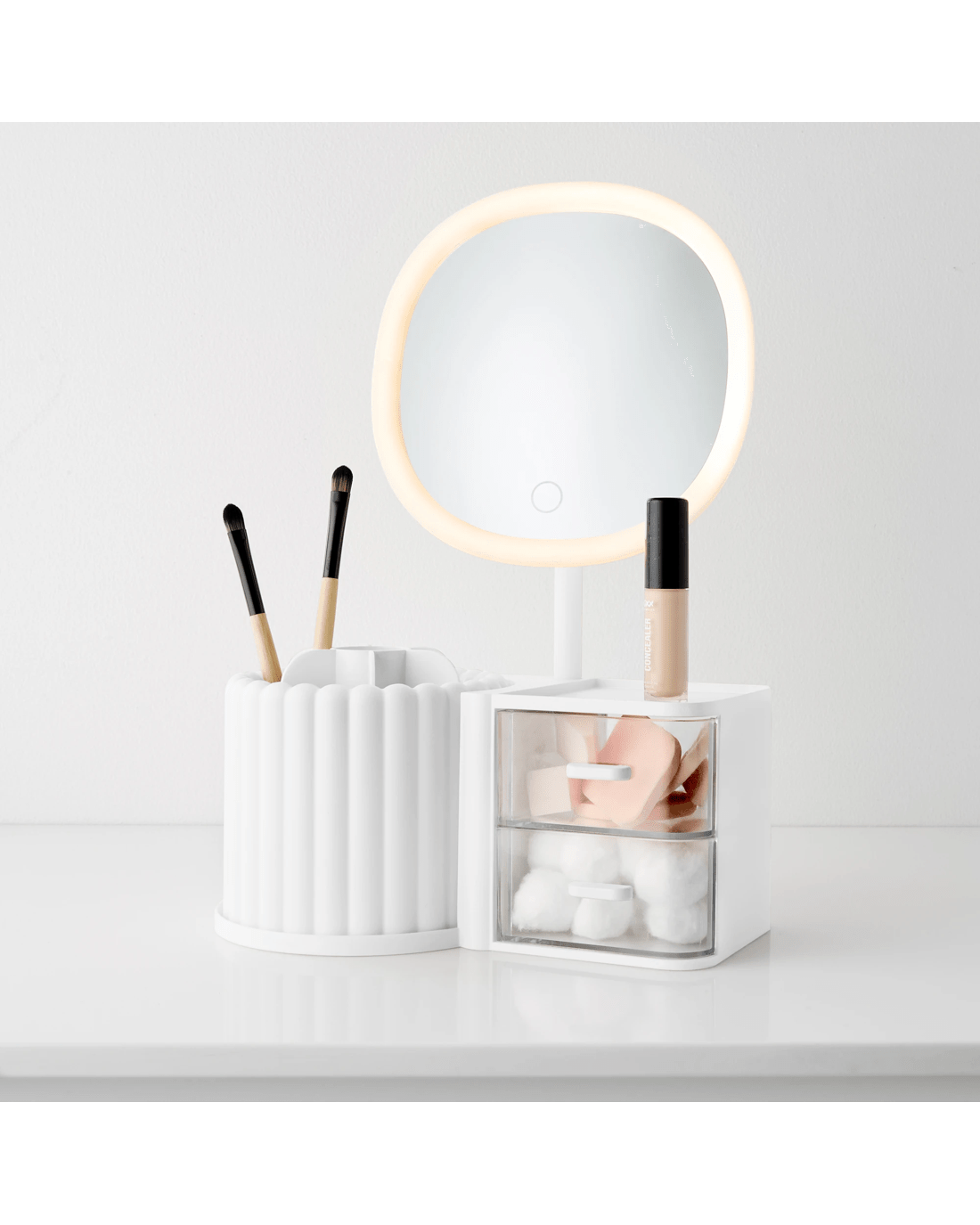 3 Cosmetic Organiser with Mirror - White, 3 of 10