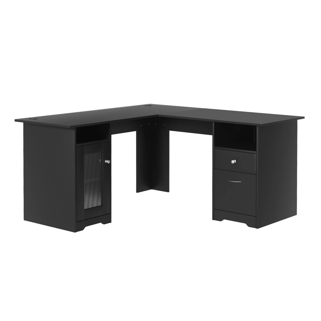 1 Artiss Computer Desk Home Office Study Desks L-shaped Corner Table with Storage - Black, 1 of 6