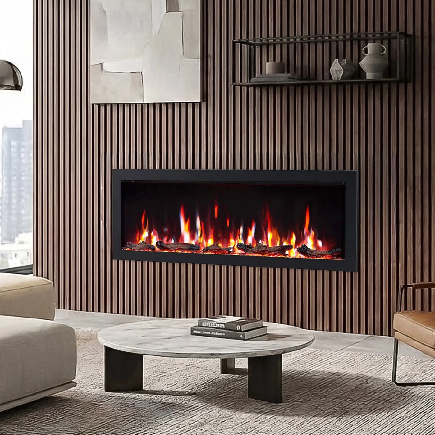 2 Moda Living Aria 50 inch Electric Fireplace - Black, 2 of 7