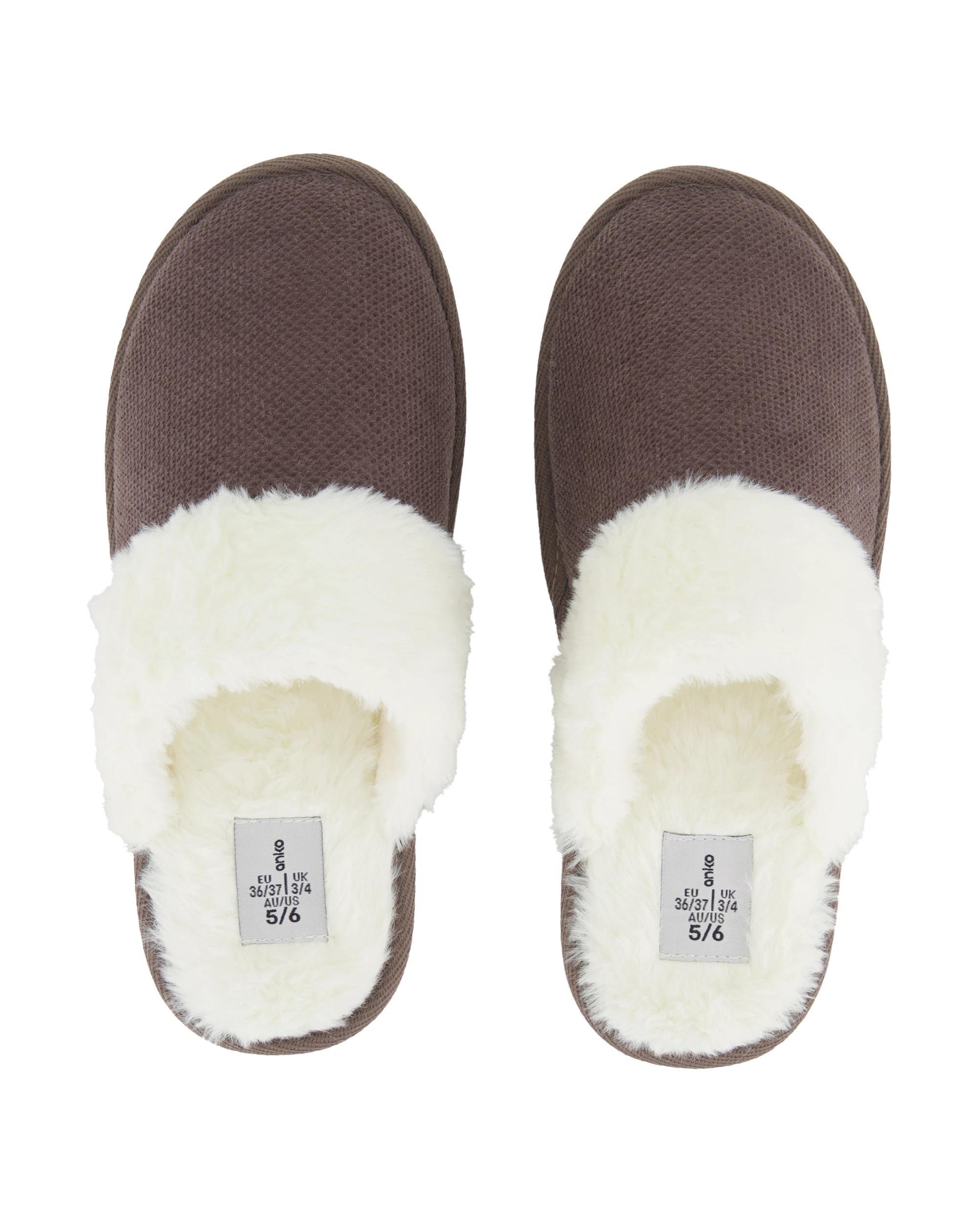 2 Corduroy Slipper Scuffs Taupe Brn, 2 of 3