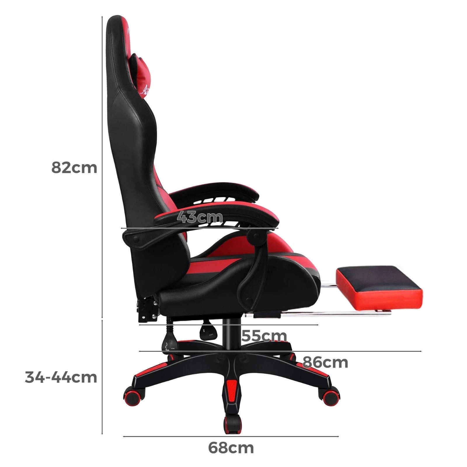 4 Alfordson Gaming Office Chair Extra Large Pillow Racing Executive Footrest Seat - Red, 4 of 10