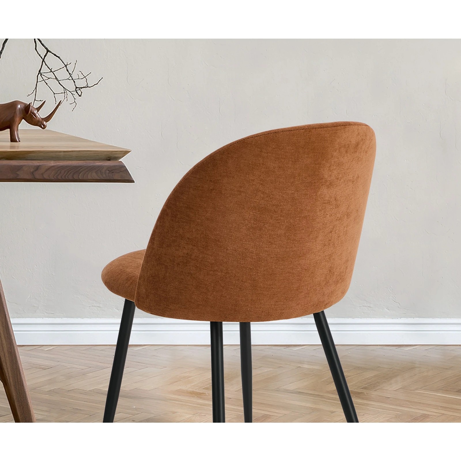 5 Oikiture 2x Dining Chairs Accent Chair Armchair Kitchen Upholstered Linen - Orange, 5 of 9