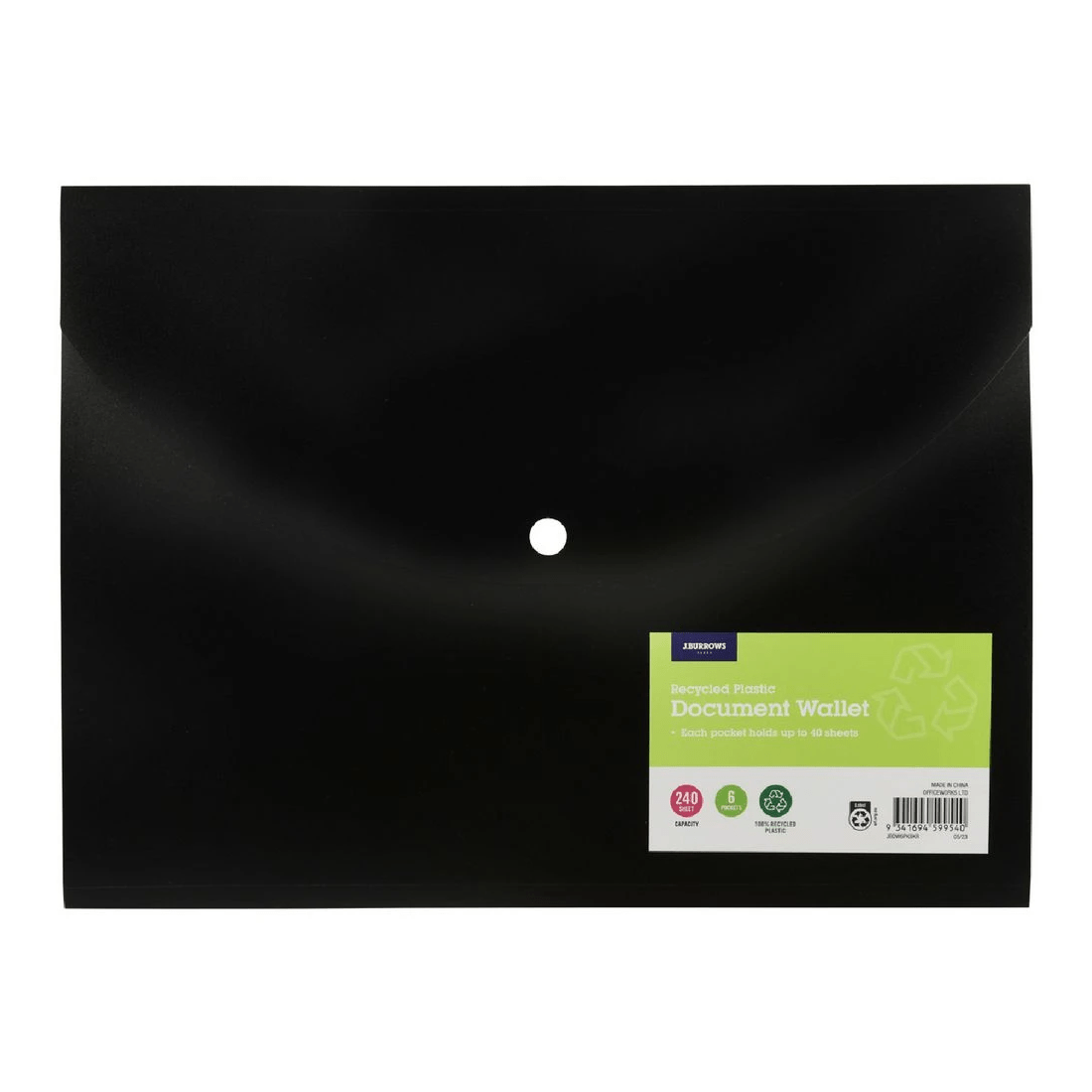 1 J.Burrows A4 Document Wallet 6 Pockets Black, 1 of 3