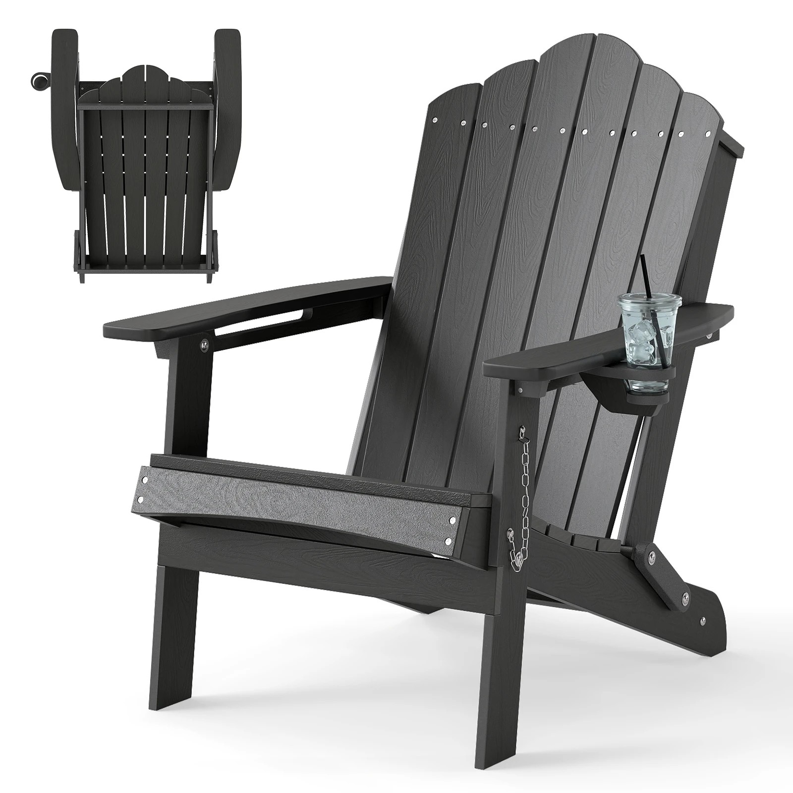 1 Costway Folding Adirondack Beach Chair Weather Resistance Sun Lounge Chair, 1 of 1