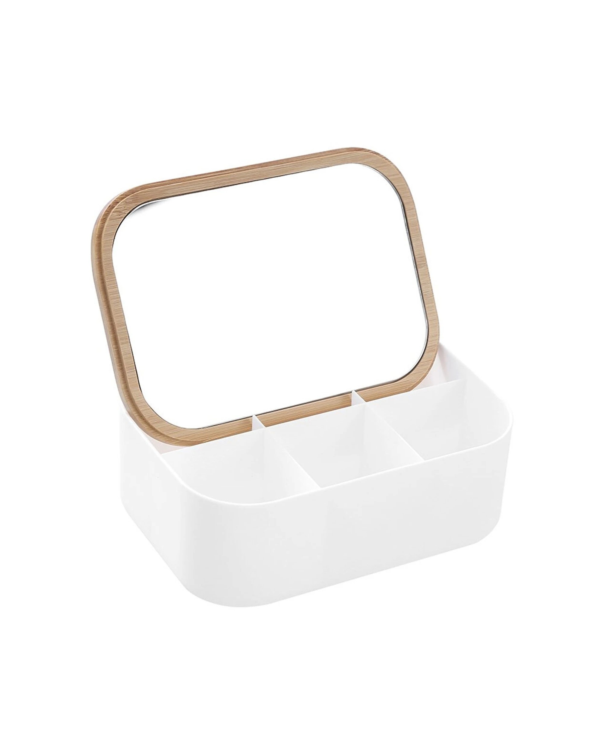 2 Boxsweden Bano Rectangle Organiser Box 15.5cm Bamboo Mirror Lid 2PK Six-Section - Natural, 2 of 6