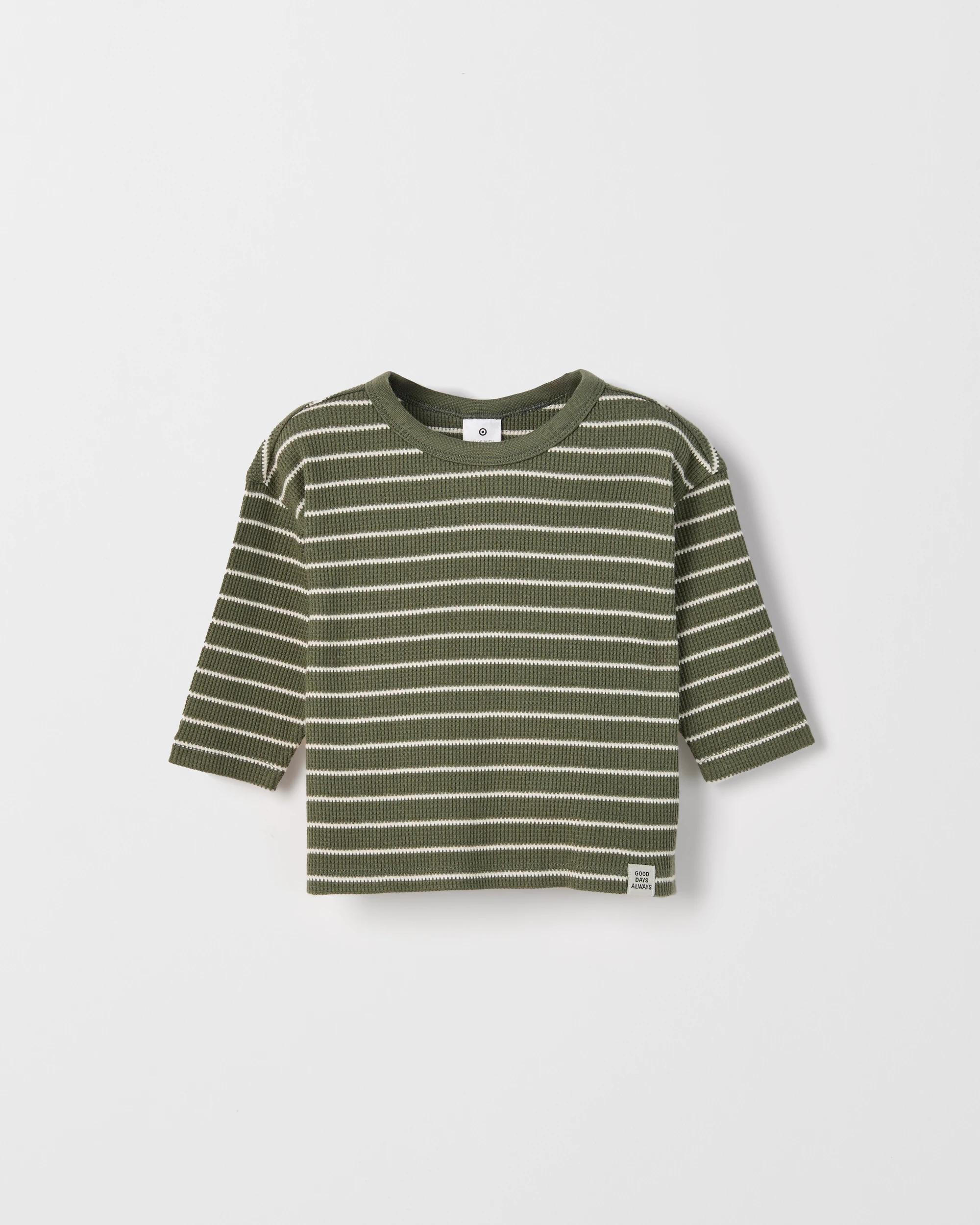 2 Target Baby Baby Organic Cotton 2 Pack Long Sleeve Waffle & Rib T-Shirt BEETLE, 2 of 4