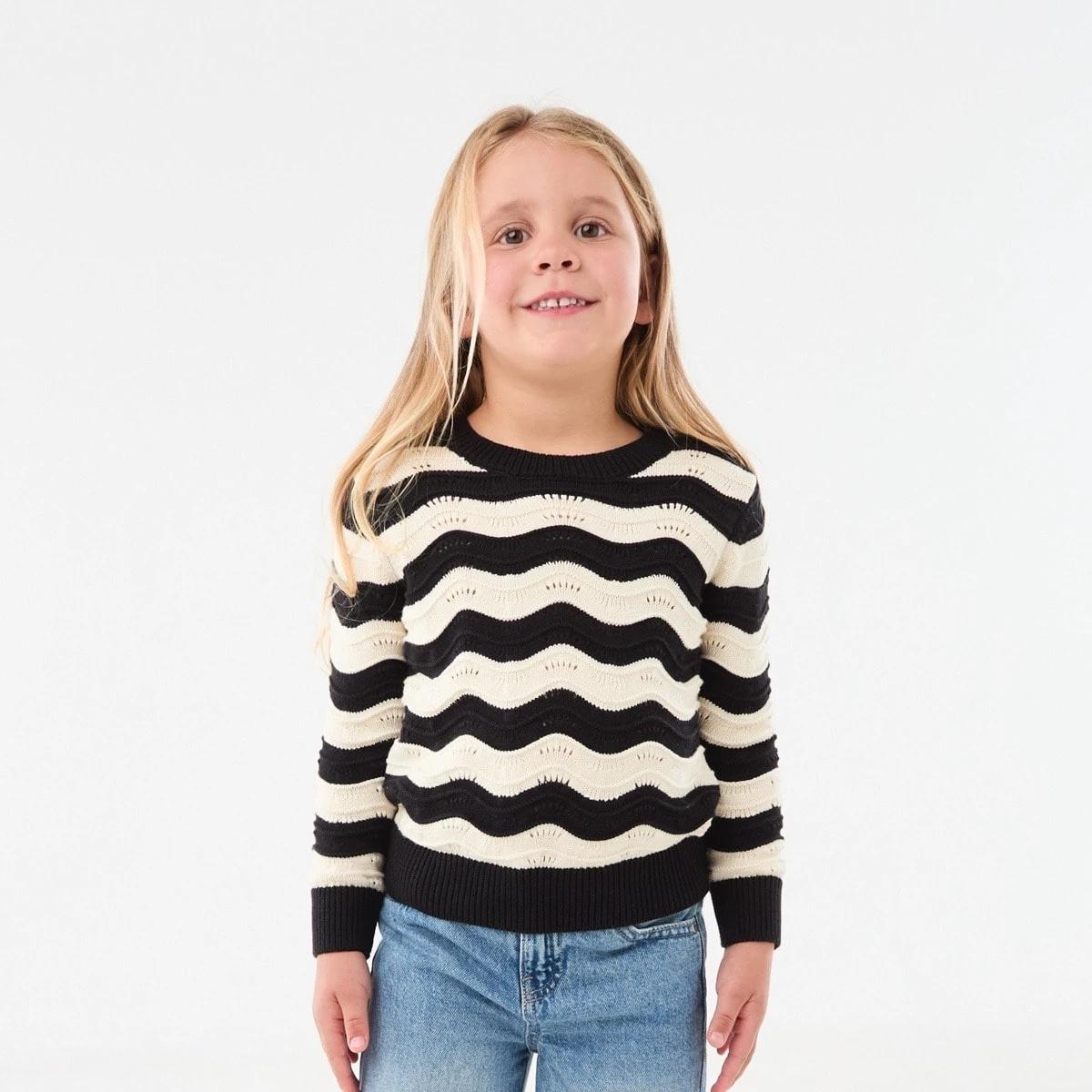 1 Knit Jumper Blk Stripe, 1 of 8
