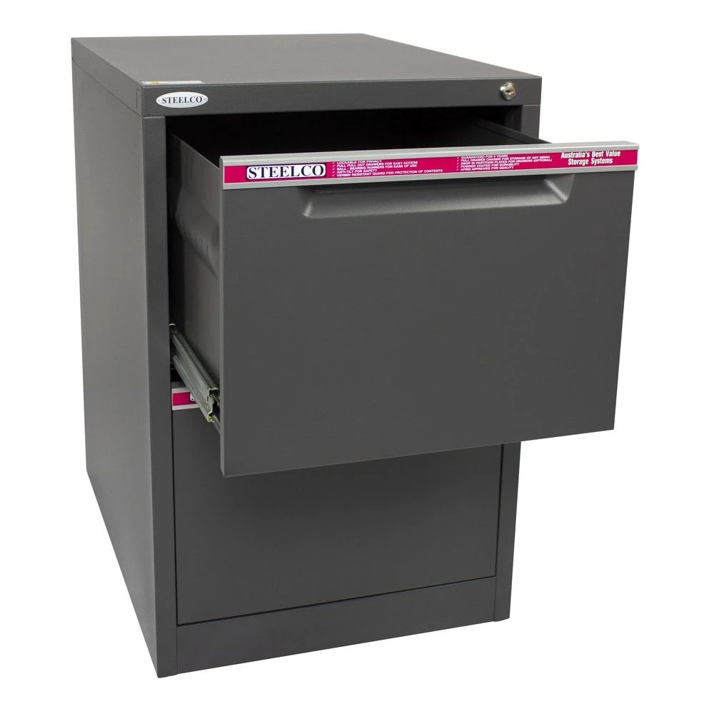 4 Steelco 2 Drawer Filing Cabinet Graphite Ripple Cabinets Filing Drawer Cabinets, 4 of 5