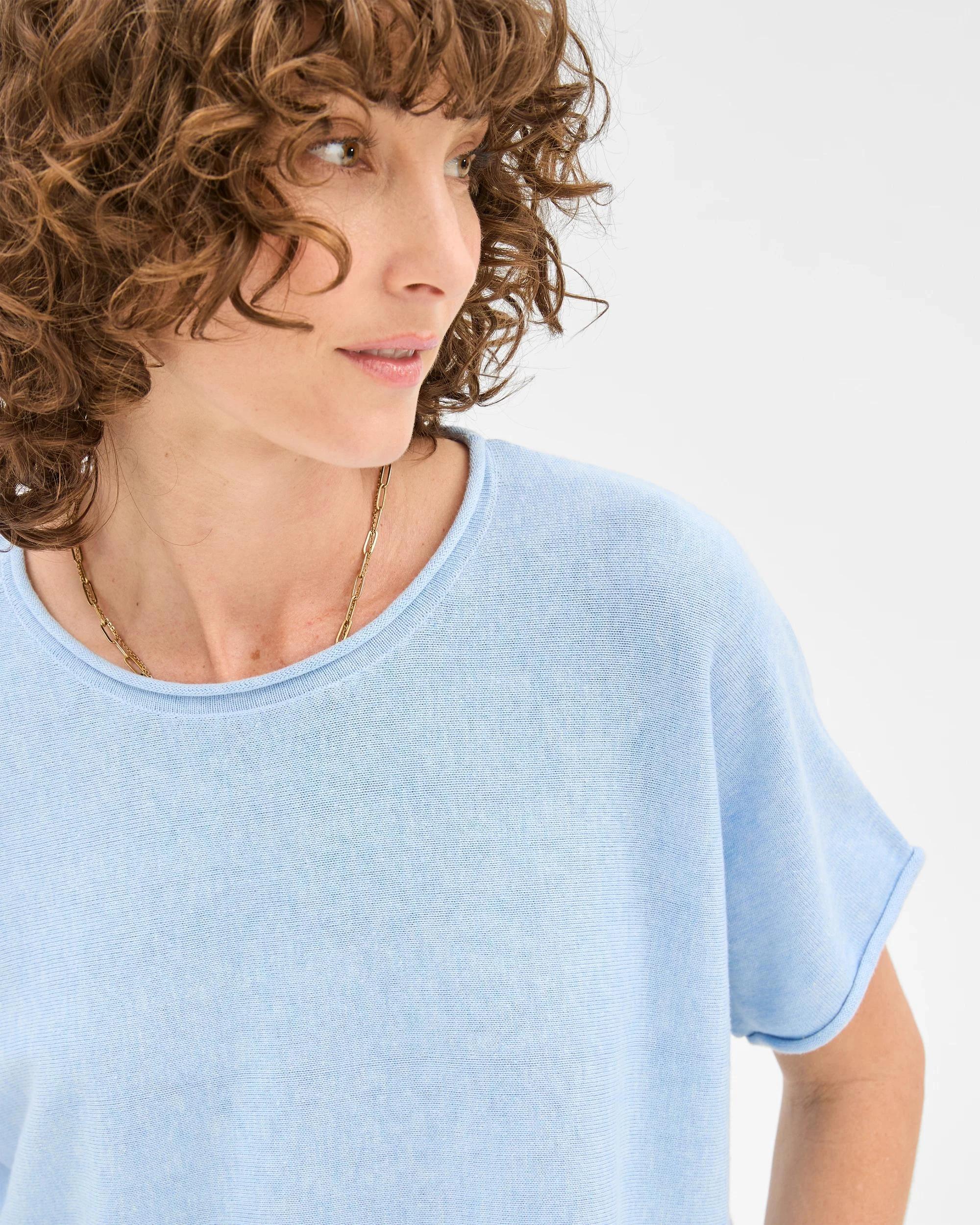 4 Target Australian Cotton Blend Rolled Knit T-Shirt HYDRANGEA MARLE, 4 of 6