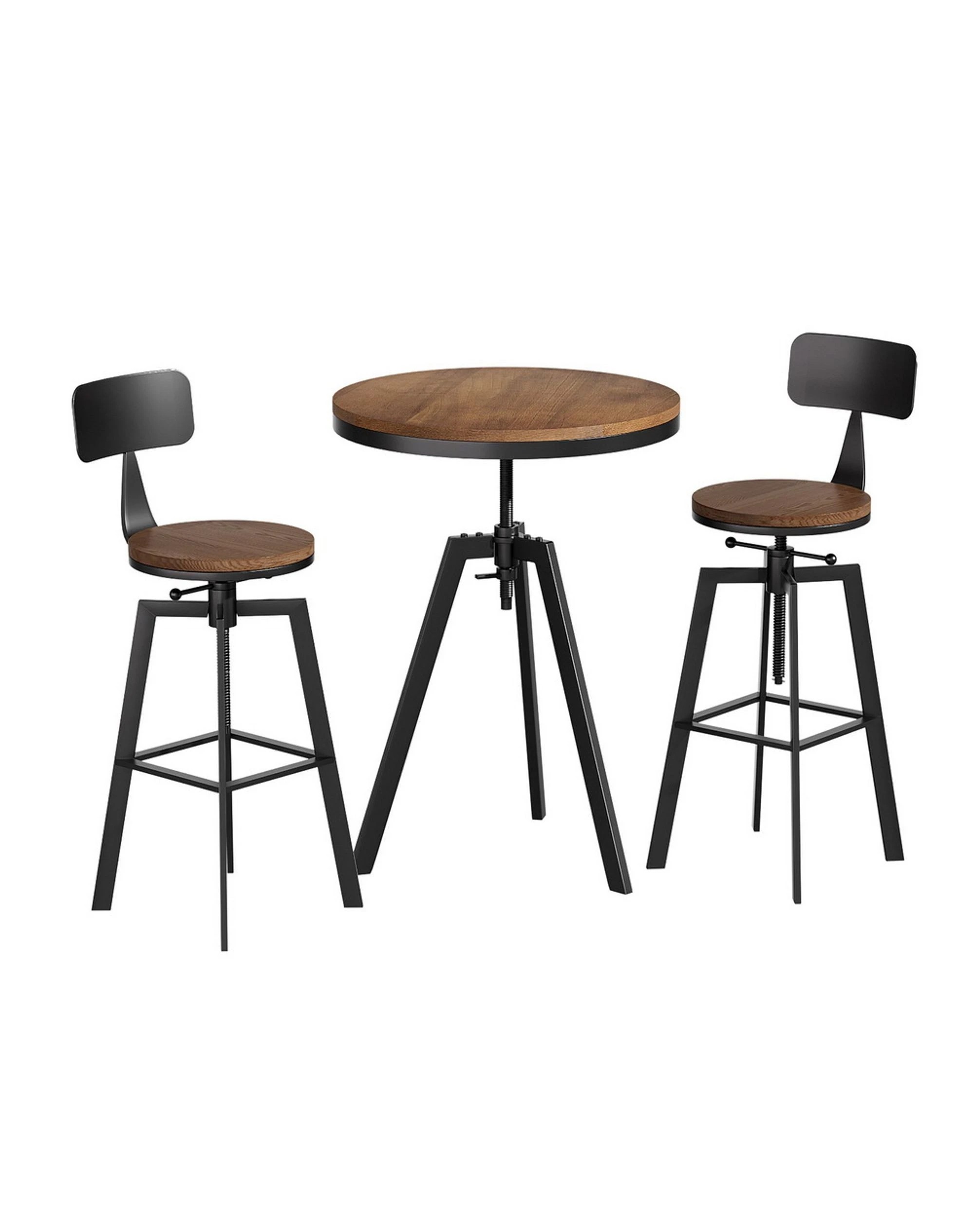 1 Artiss Bar Table And Stools Set Dining Desk Industrial Kitchen Chairs Cafe Pub
 - Brown, 1 of 3