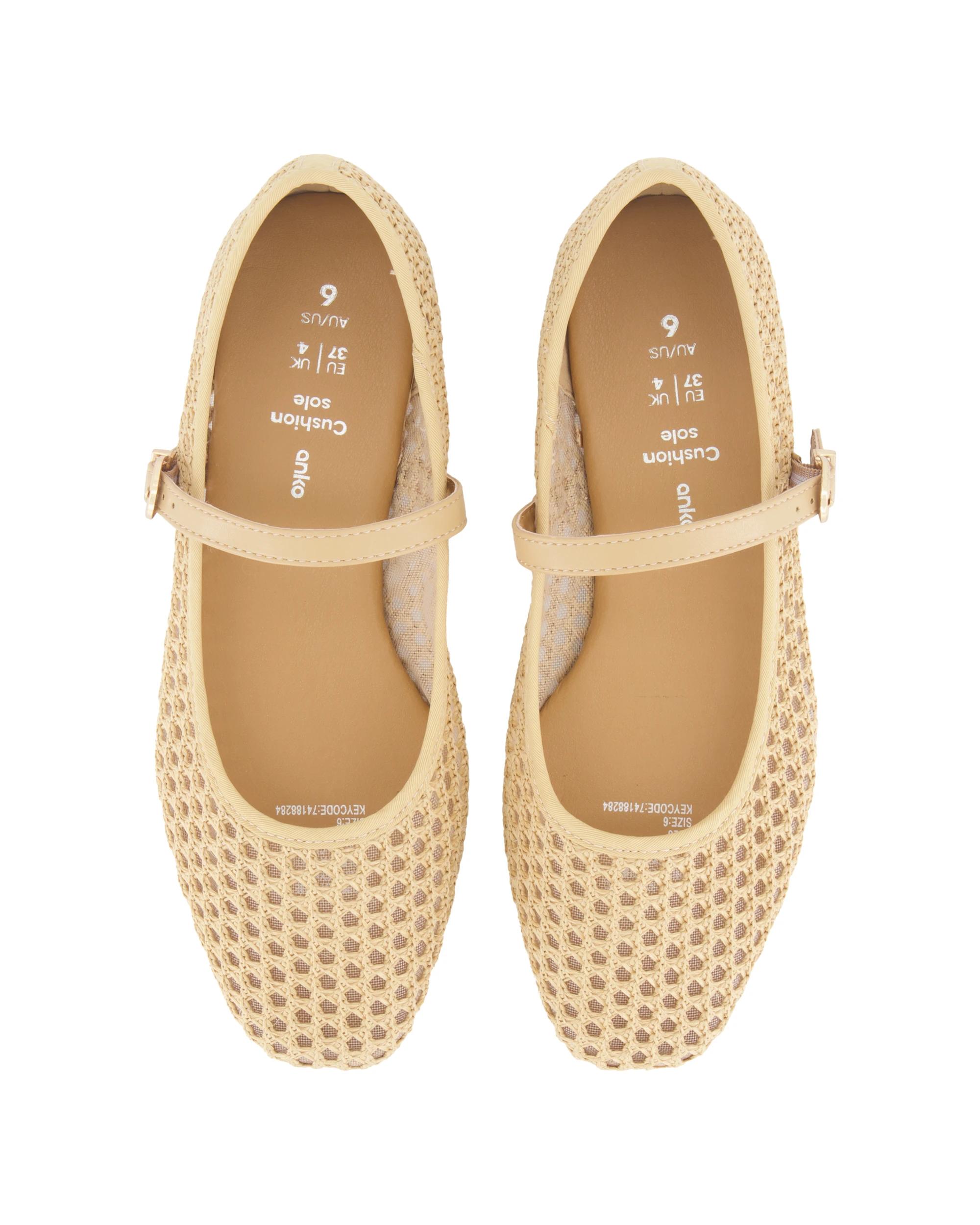 2 Point Toe Woven Ballet Slingback Flats Tan, 2 of 3