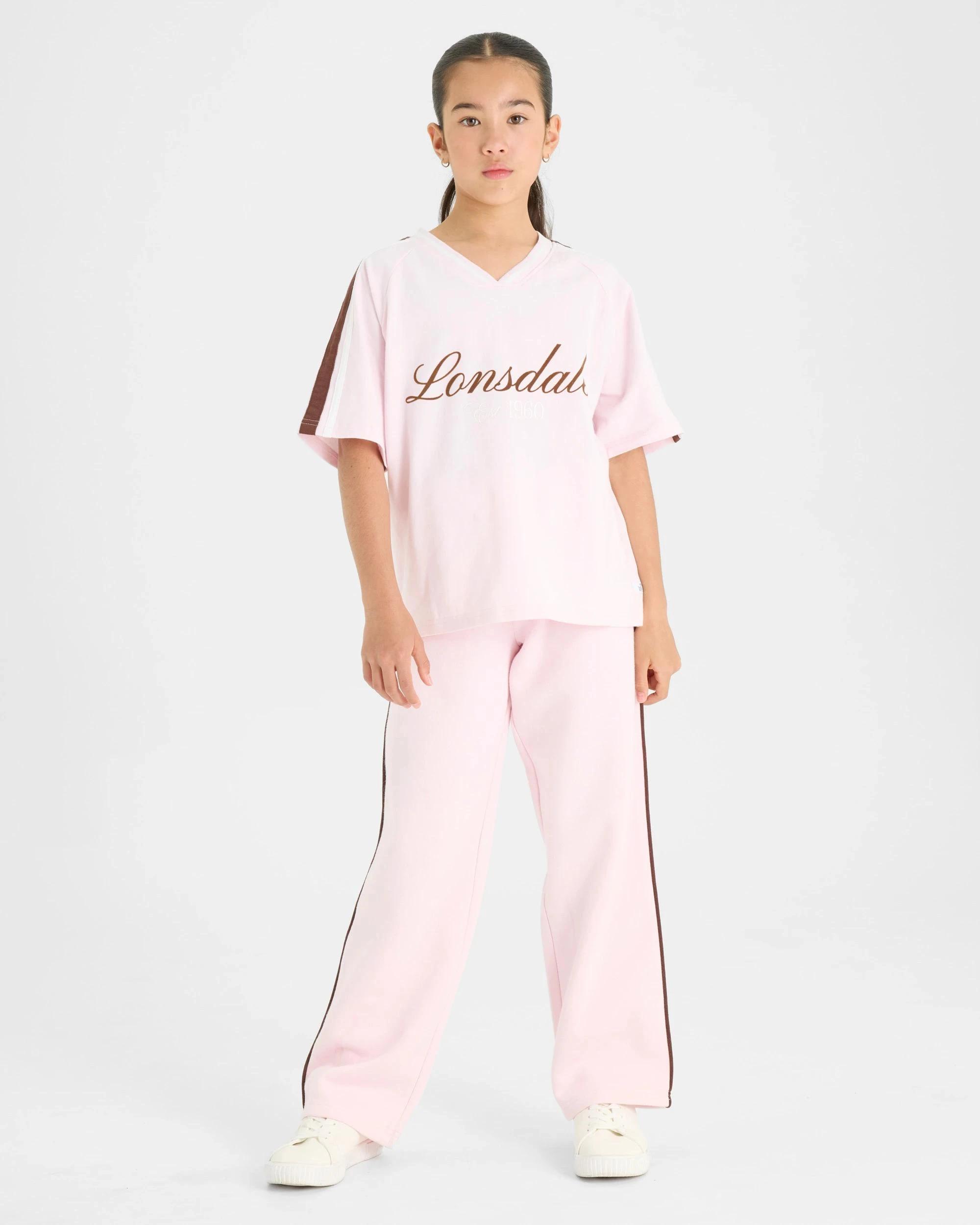 2 Lonsdale London Short Sleeve V-Neck T-Shirt PINK, 2 of 4