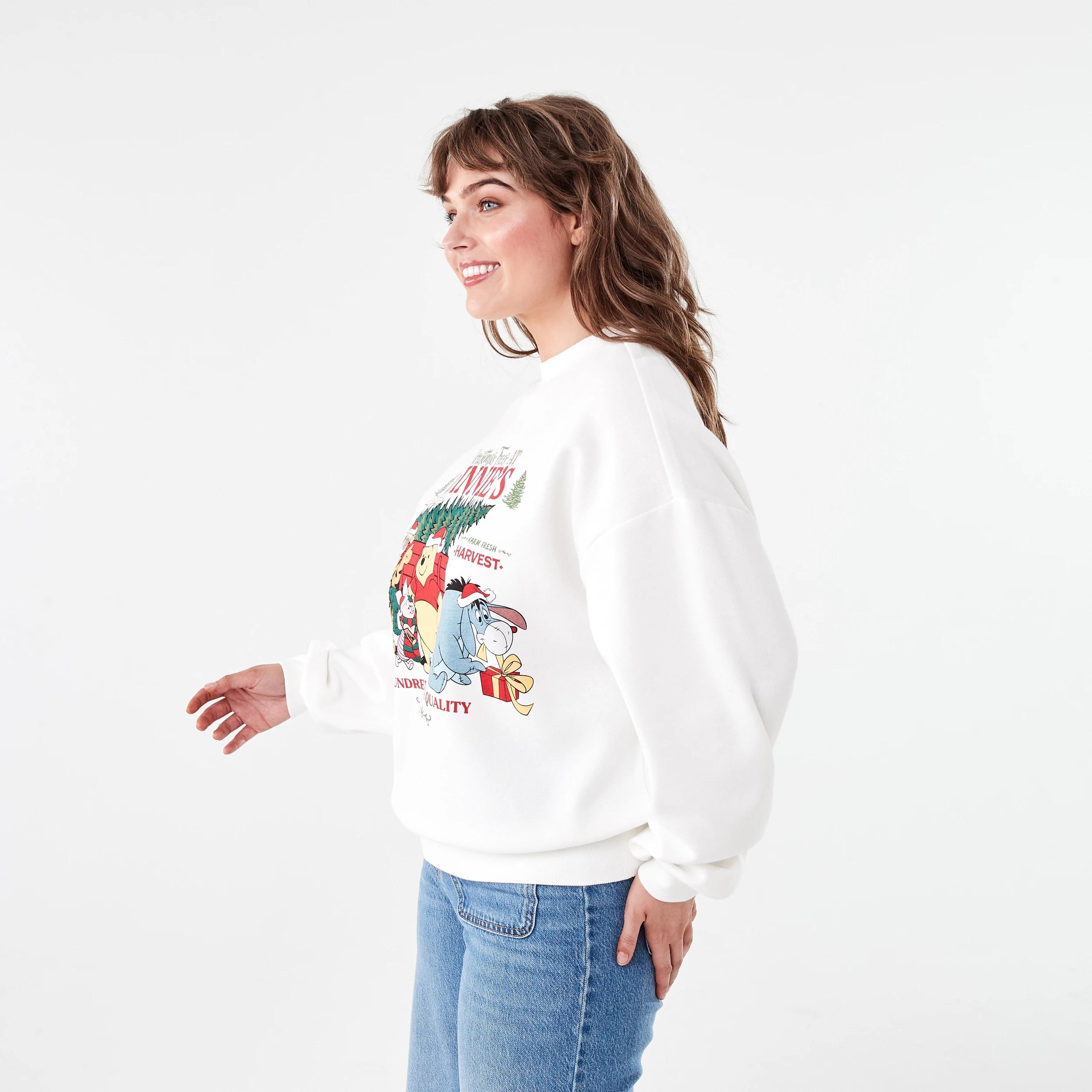 2 Christmas Winnie The Pooh License Long Sleeve Sweatshirt WINNIE XMAS SNOW WHITE, 2 of 5