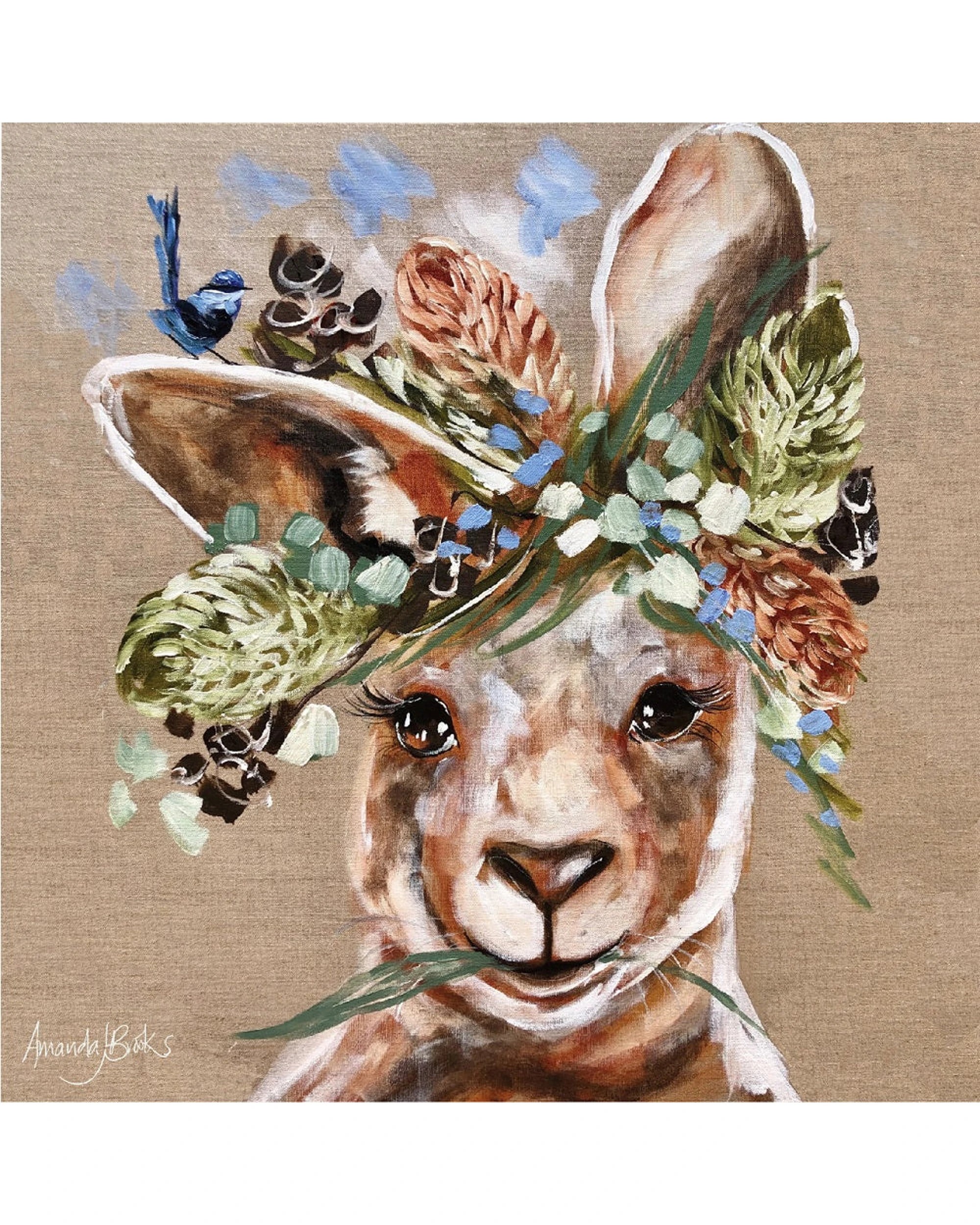 1 Lilli Rock 4PK Kangaroo and Wren Coaster Set Square Dolomite Cork 11x11cm - Multi, 1 of 1