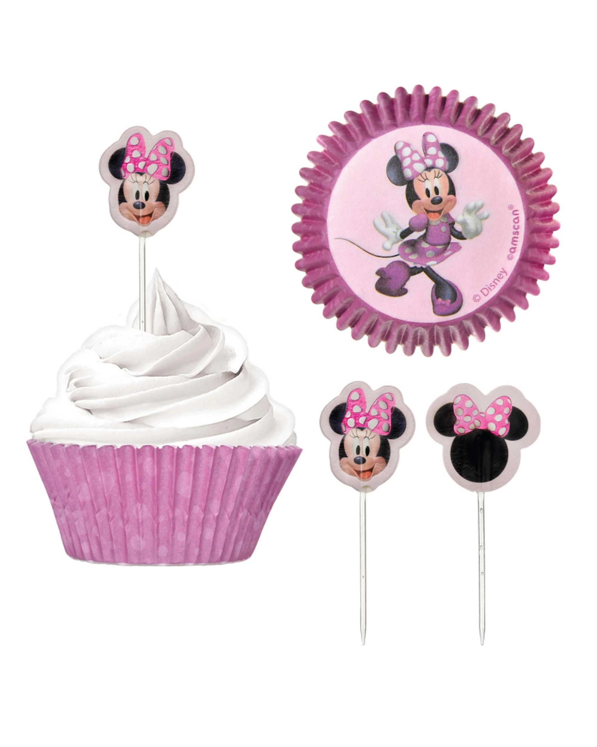 1 Amscan Inc. Minnie Mouse Forever Cupcake Decorating Kit Pack of 24 - Pink, 1 of 1