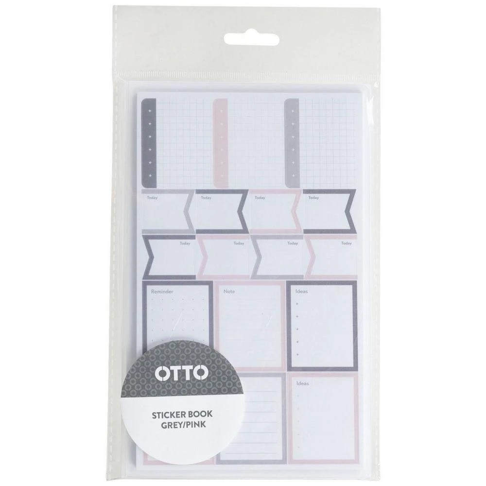 1 Otto Personal Planner Sticker Book Grey/Pink, 1 of 3