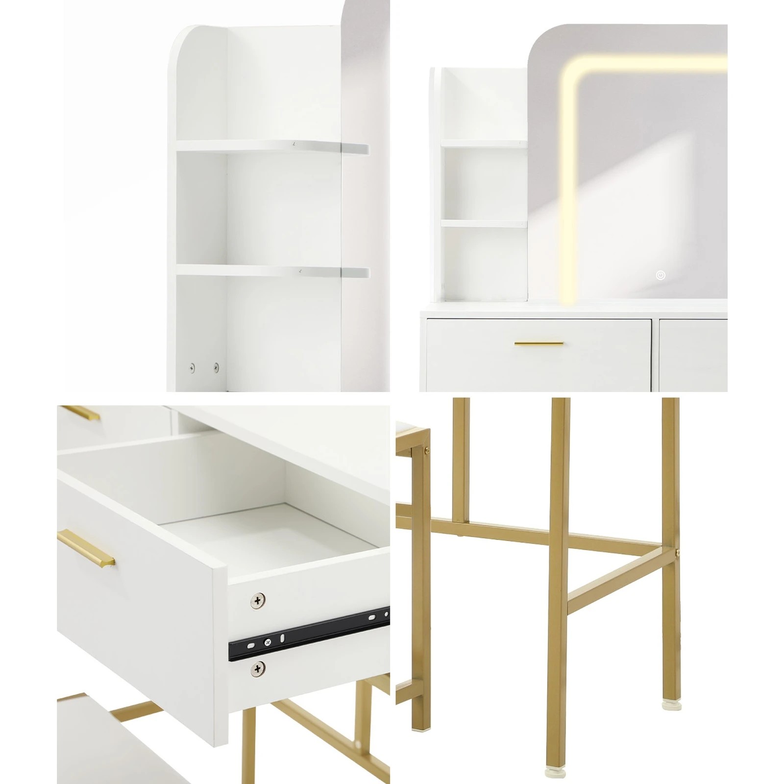 4 Oikiture Dressing Table Stool Set Makeup Led Mirror Vanity Iron Desk
 - Multi, 4 of 9