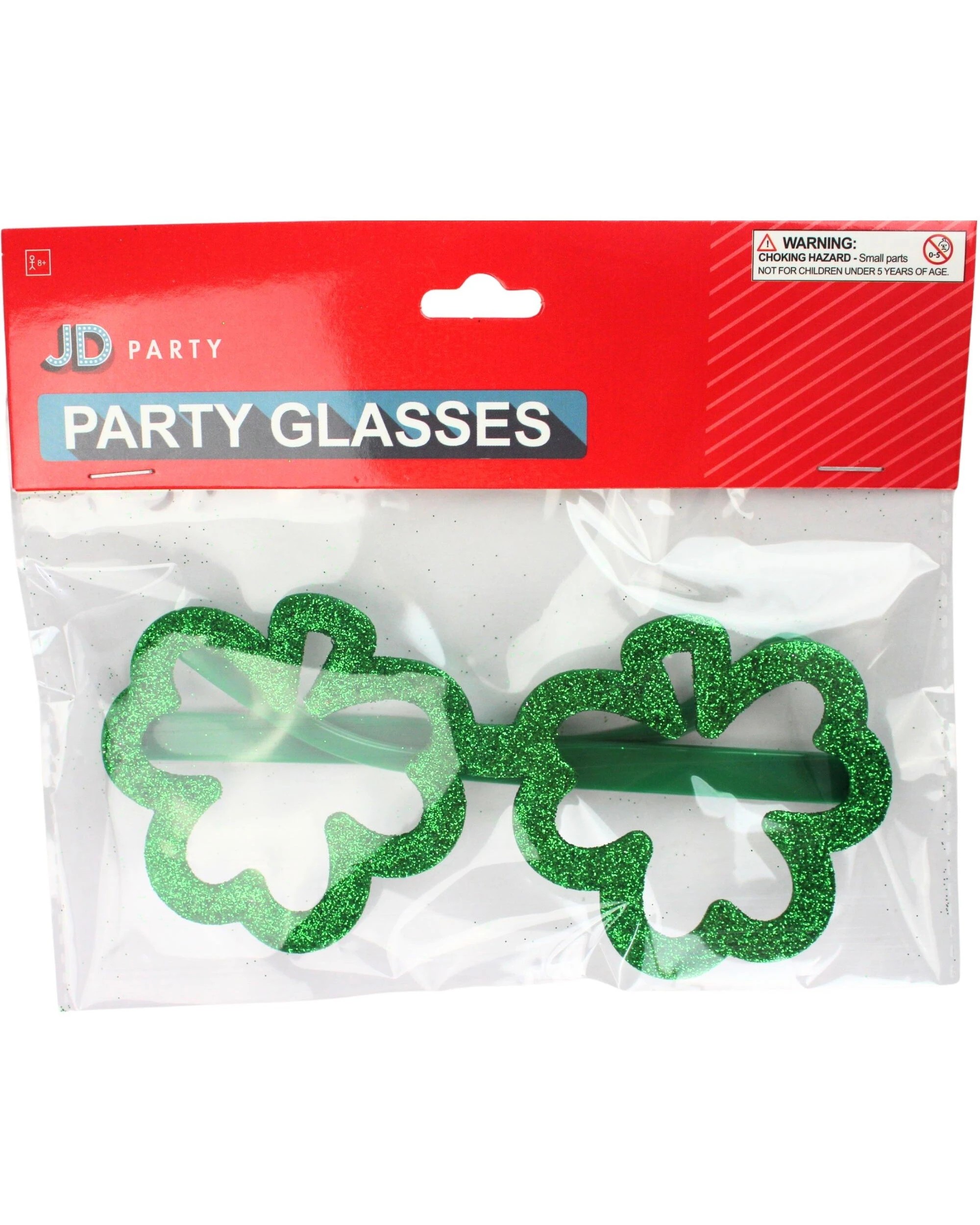 3 JD Party St Patrick's Day Glitter Shamrock Party Glasses - Green, 3 of 4