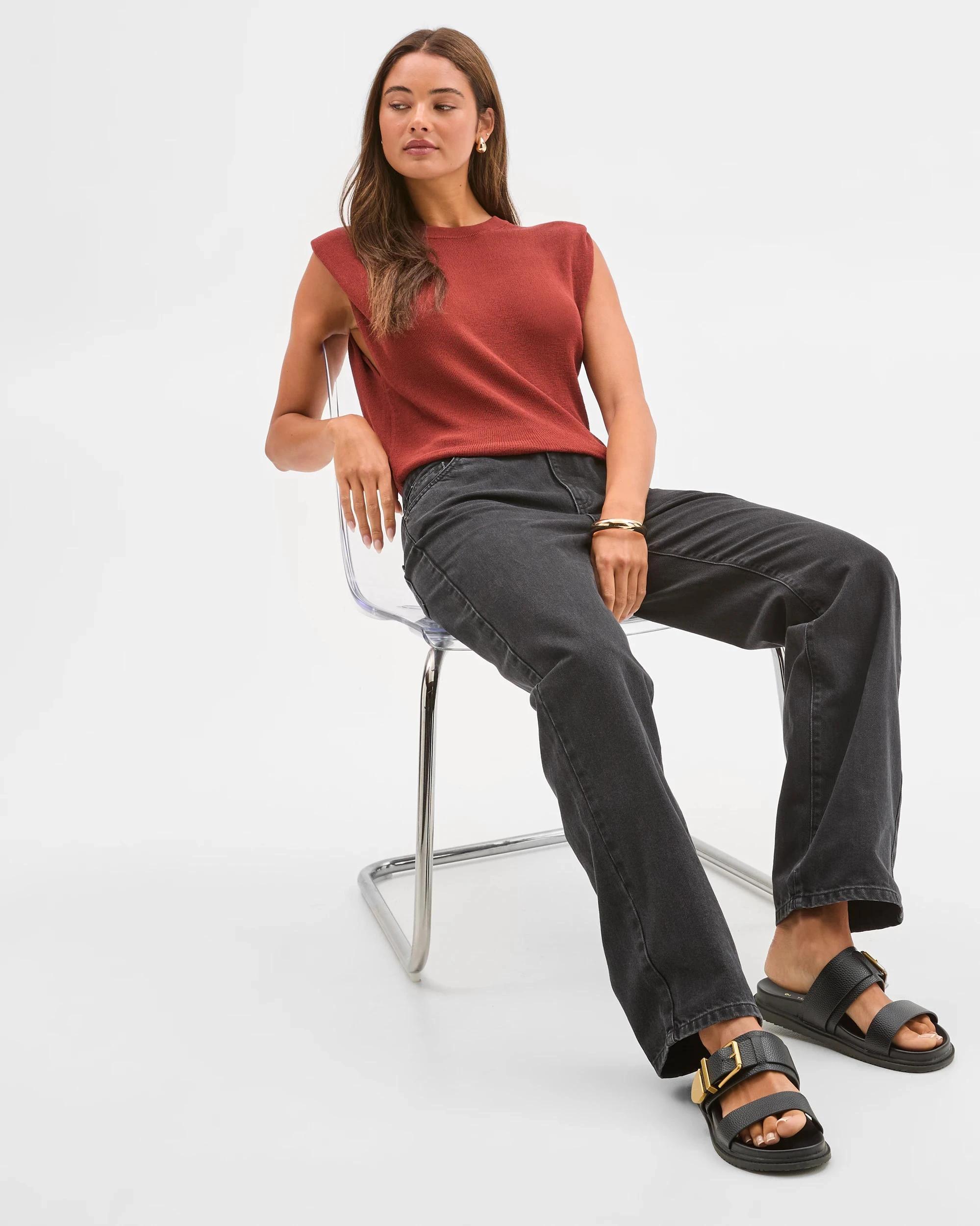 7 Lily Loves Denim Mid Rise Straight Leg Jeans WORN BLACK, 7 of 7