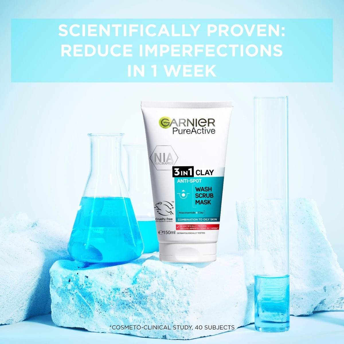 7 Garnier SkinActive PureActive 3-in-1 Anti-Spot Wash, Scrub and Mask 150ml - Clay and Niacinamide, 7 of 7