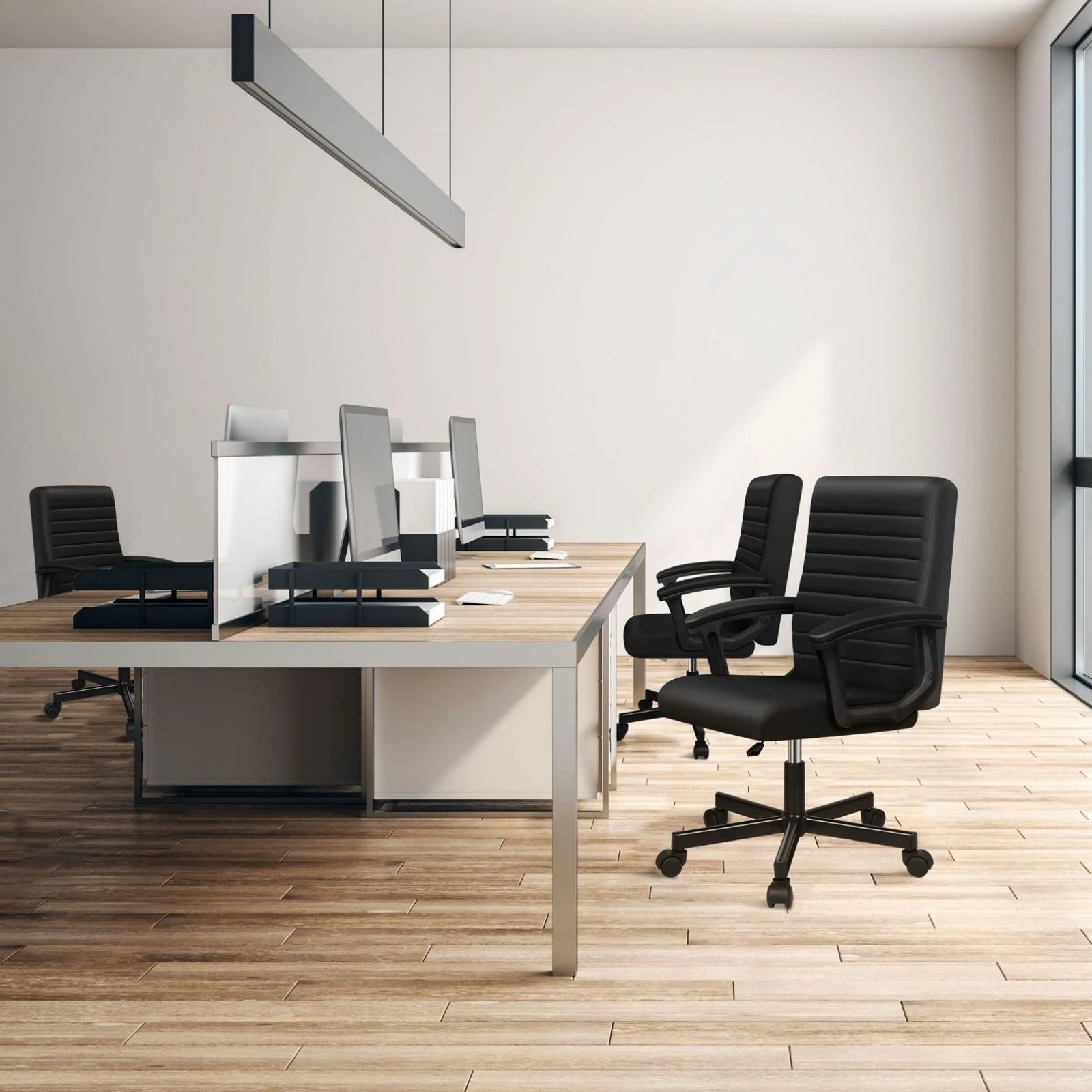 8 Alfordson Office Chair Executive Computer Seat Work Gaming Mid Back - Black, 8 of 9