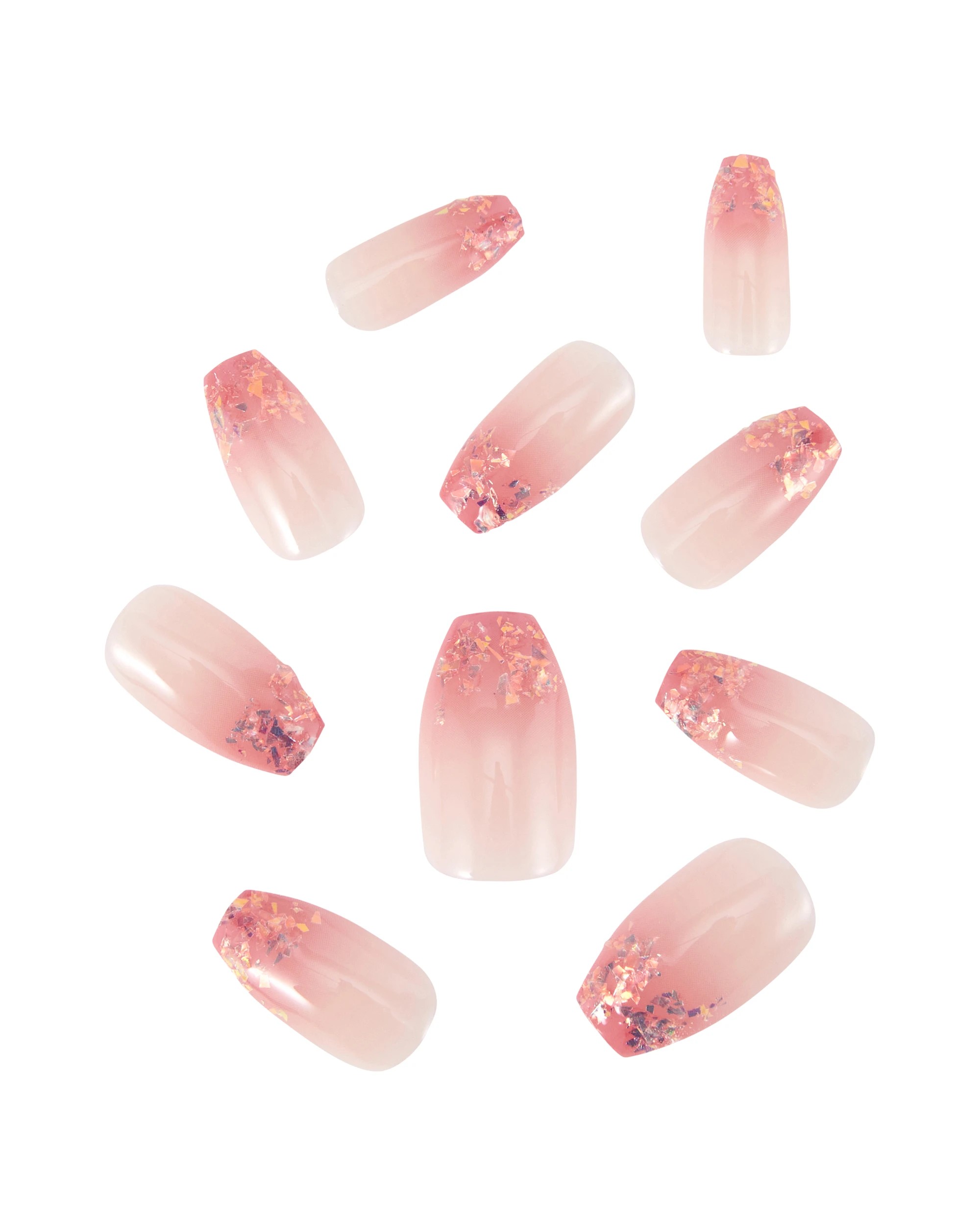 2 OXX Cosmetics 24 Pack Artificial Nails with Adhesive - Pointed Stiletto Shape, Coffin Pink Crystal Tips, 2 of 4