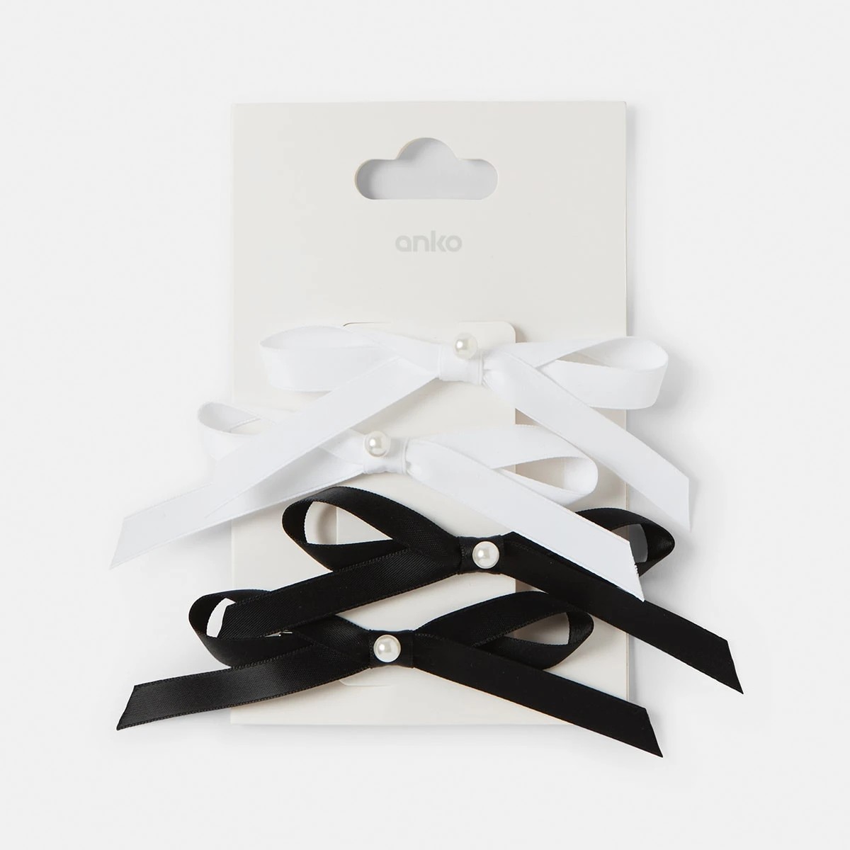 4 4 Pack White and Black Bow Pearl Hair Clips, 4 of 4